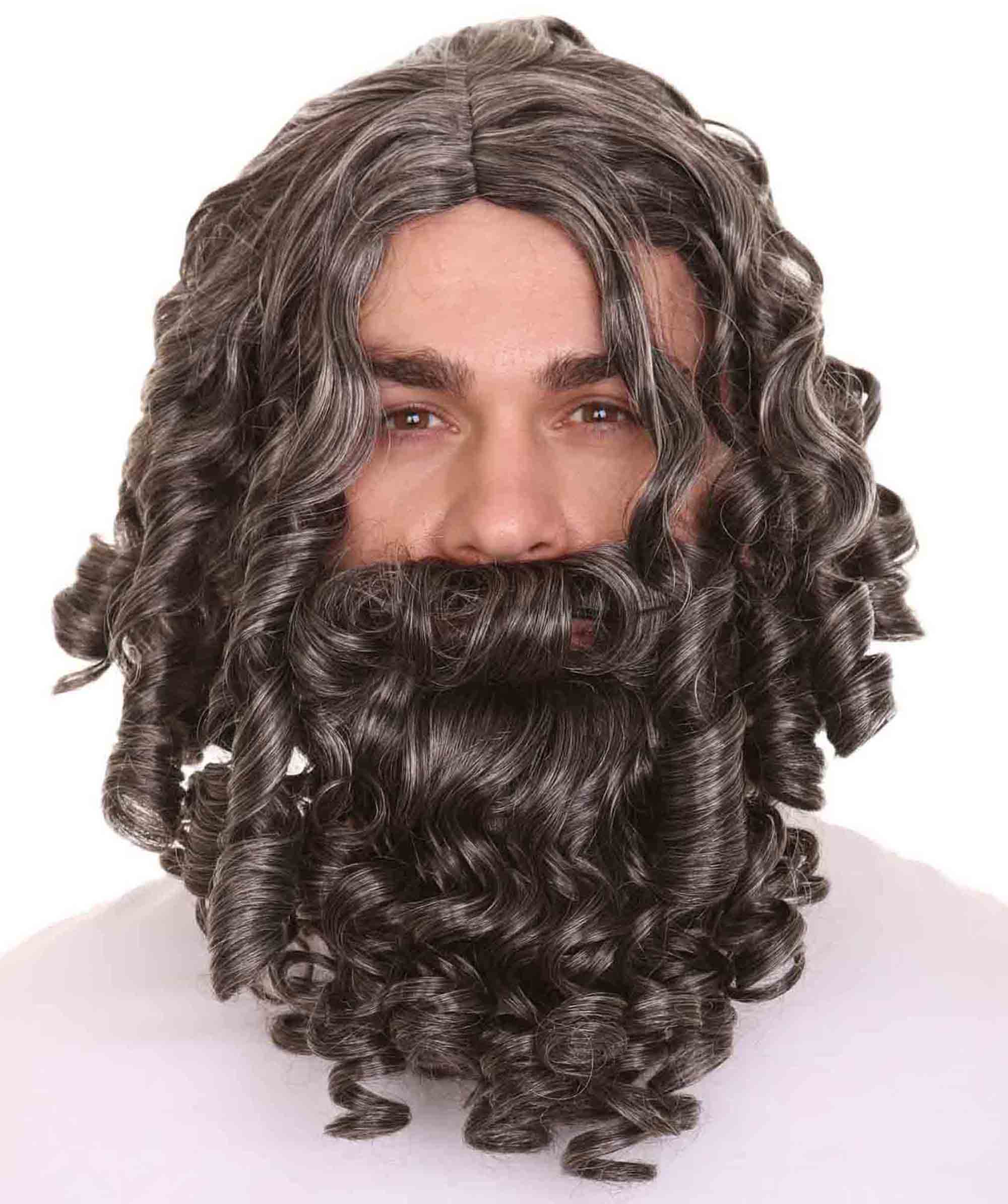 Moses Wig and Beard Set | Biblical Halloween Wigs | Premium Breathable Capless Cap