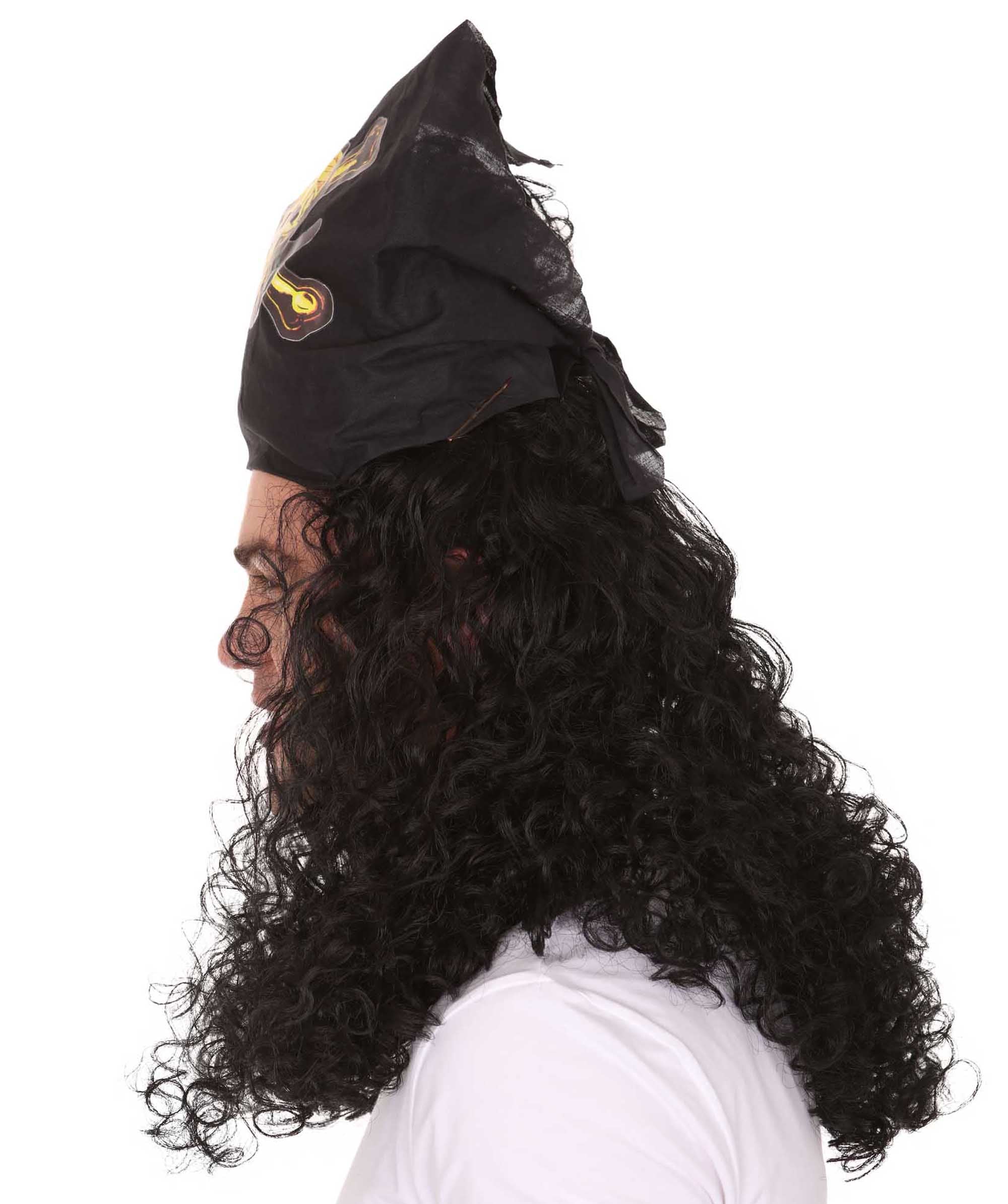 Captain Pirate Mens Curly Wig | Movie Character Cosplay Halloween Wig | Premium Breathable Capless Cap