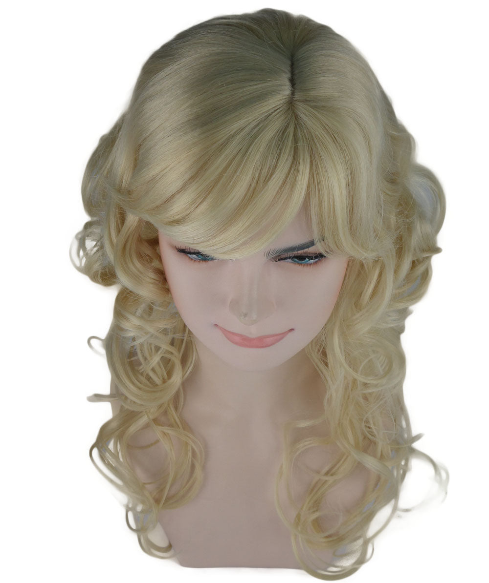 Blonde Curly Long Womens Wig | Glamour Fashion Cosplay Halloween Wig | Premium Breathable Capless Cap