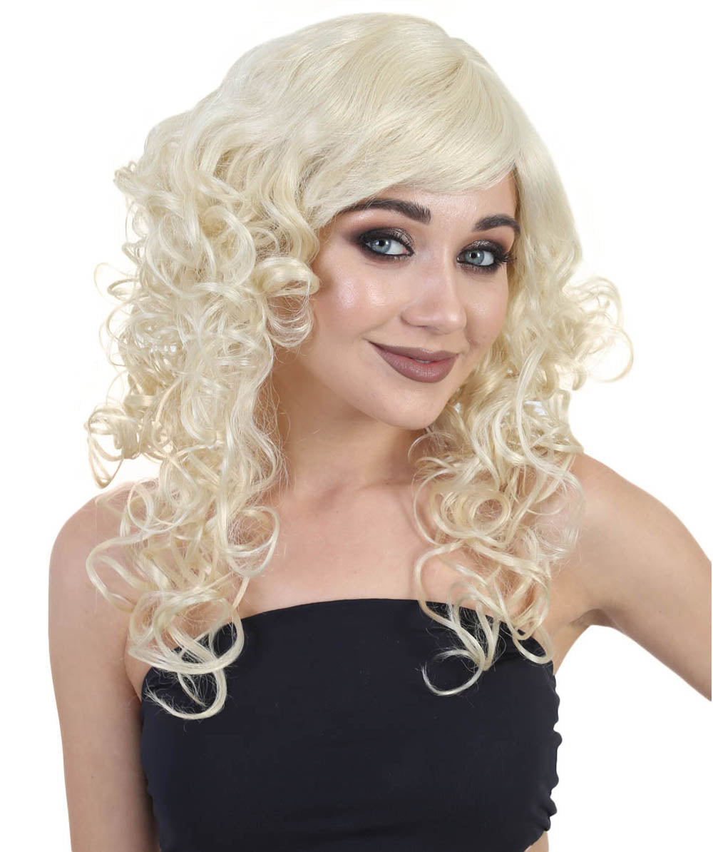 Blonde Curly Long Womens Wig | Glamour Fashion Cosplay Halloween Wig | Premium Breathable Capless Cap