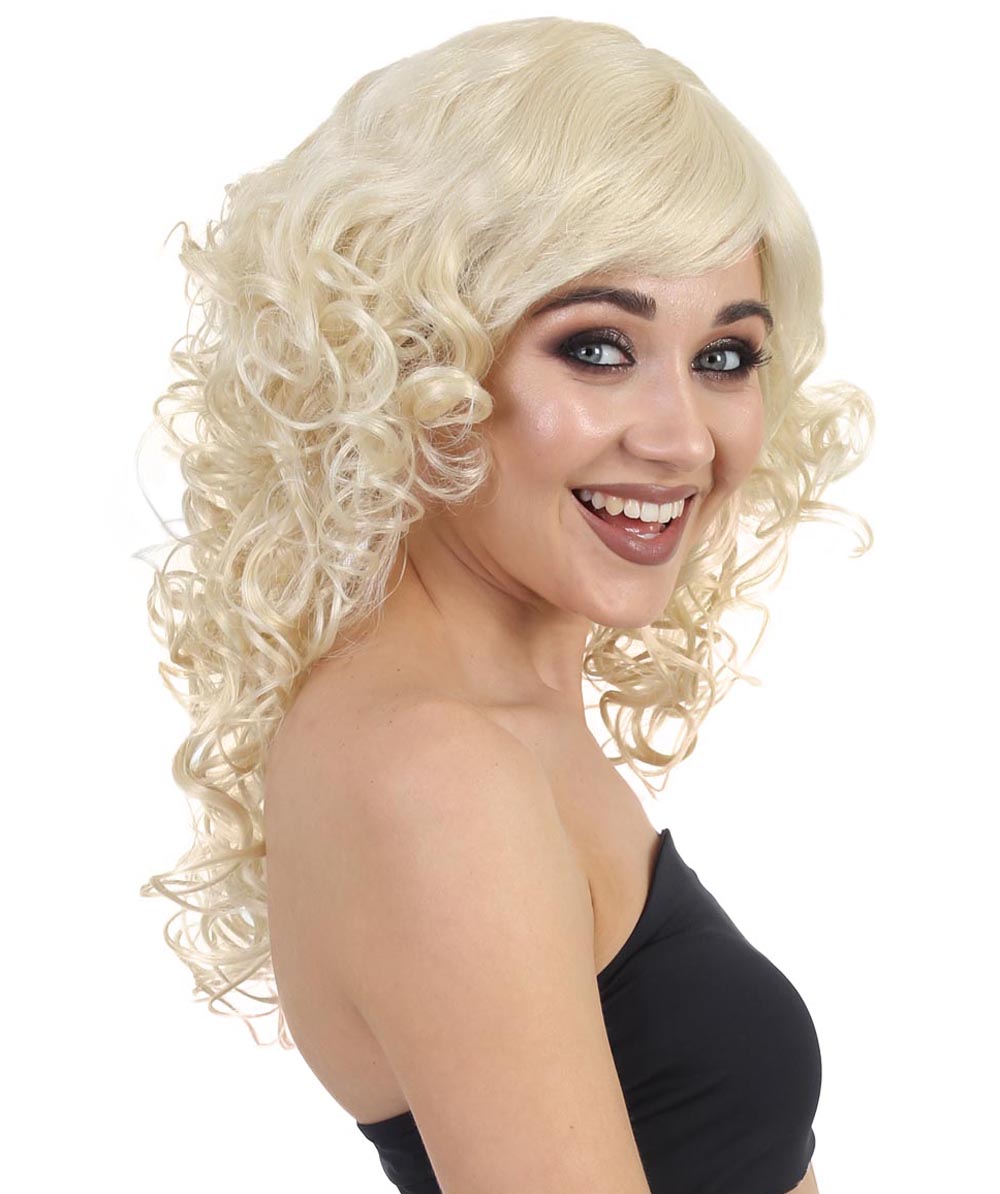 Blonde Curly Long Womens Wig | Glamour Fashion Cosplay Halloween Wig | Premium Breathable Capless Cap