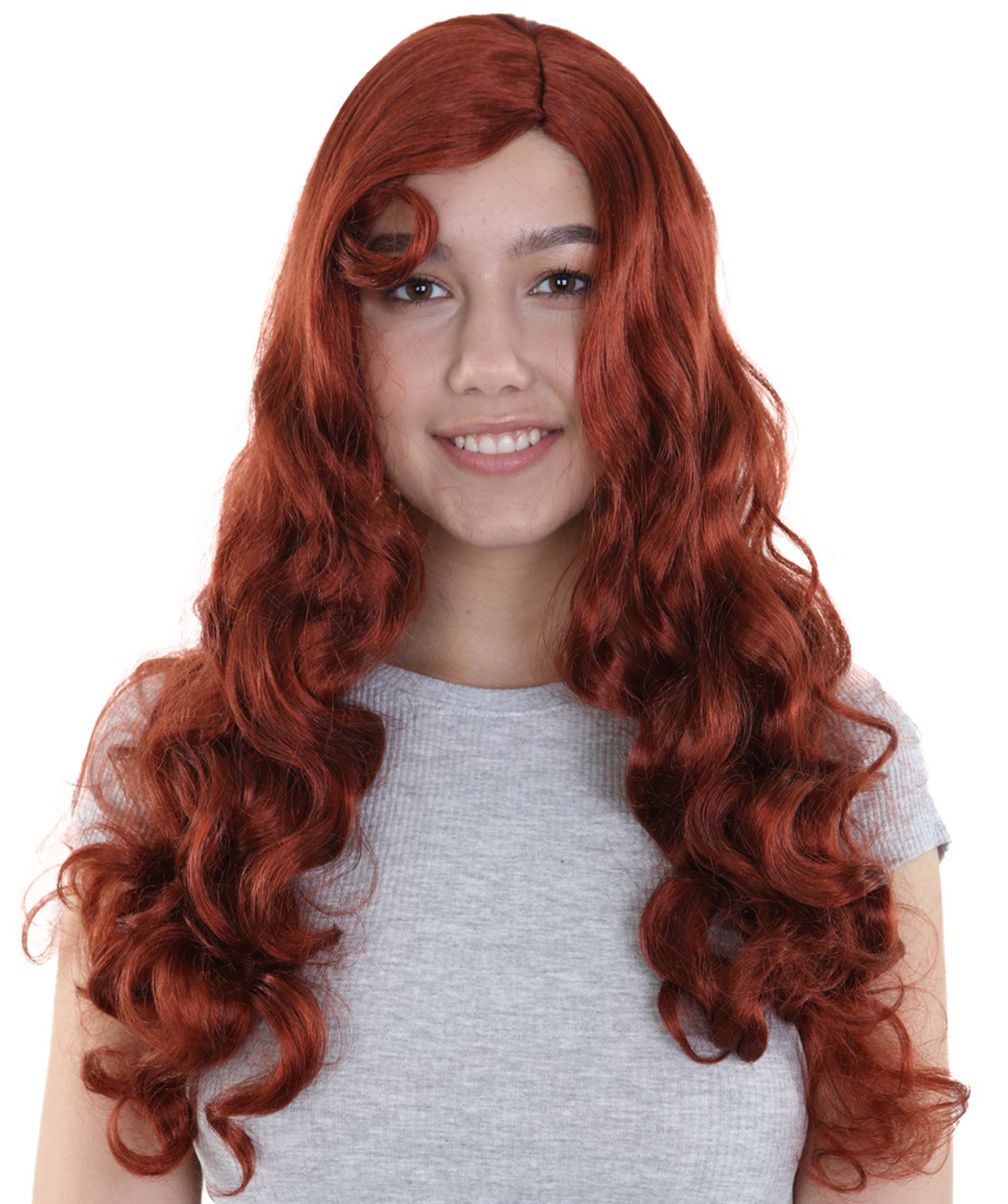 Womens Dark Auburn Seductress Style Wig | Long Wavy Cosplay Halloween Wig | Premium Breathable Capless Cap