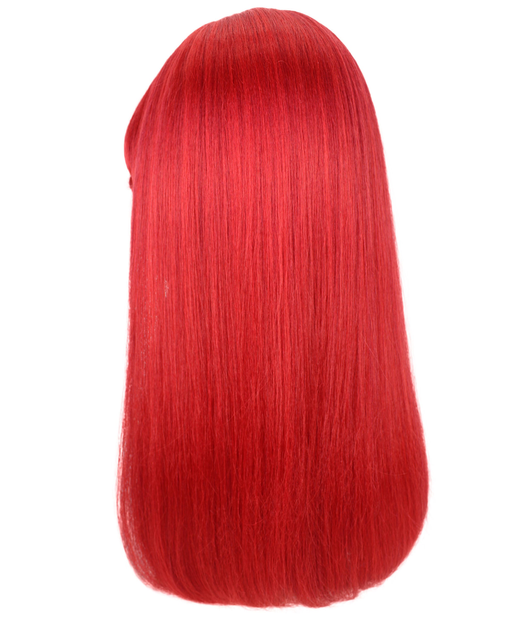 HPO Adult Unisex Soccer Anime Long Red Cosplay Wig with Side Braids I Perfect for Halloween I Flame retardant Synthetic Fiber