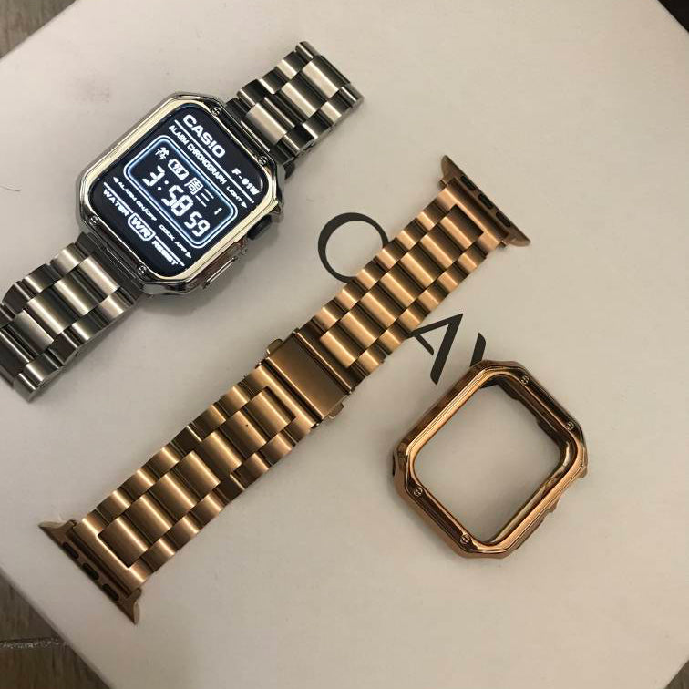 Apple Watch Rose-Gold Silicone case & Steel band