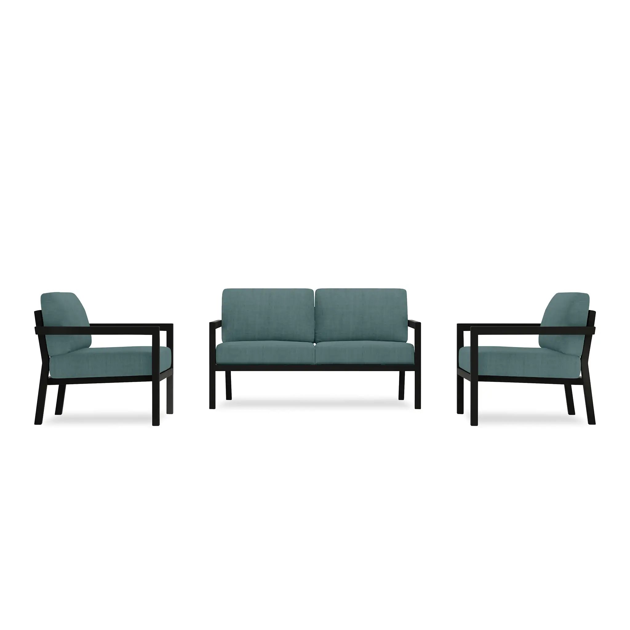 Pacifica 3 Piece Loveseat Set - Black by Harmonia Living