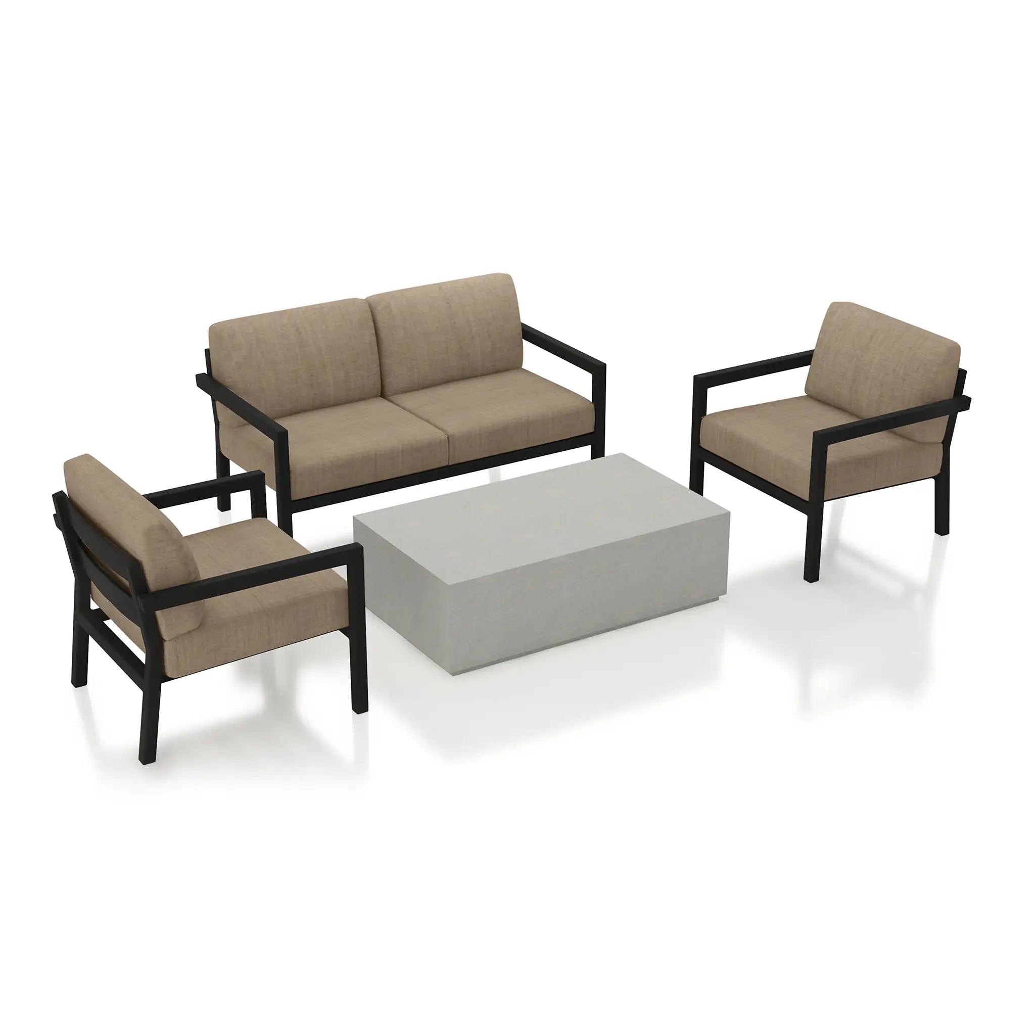 Pacifica Mason 4 Piece Sofa Set - Black by Harmonia Living