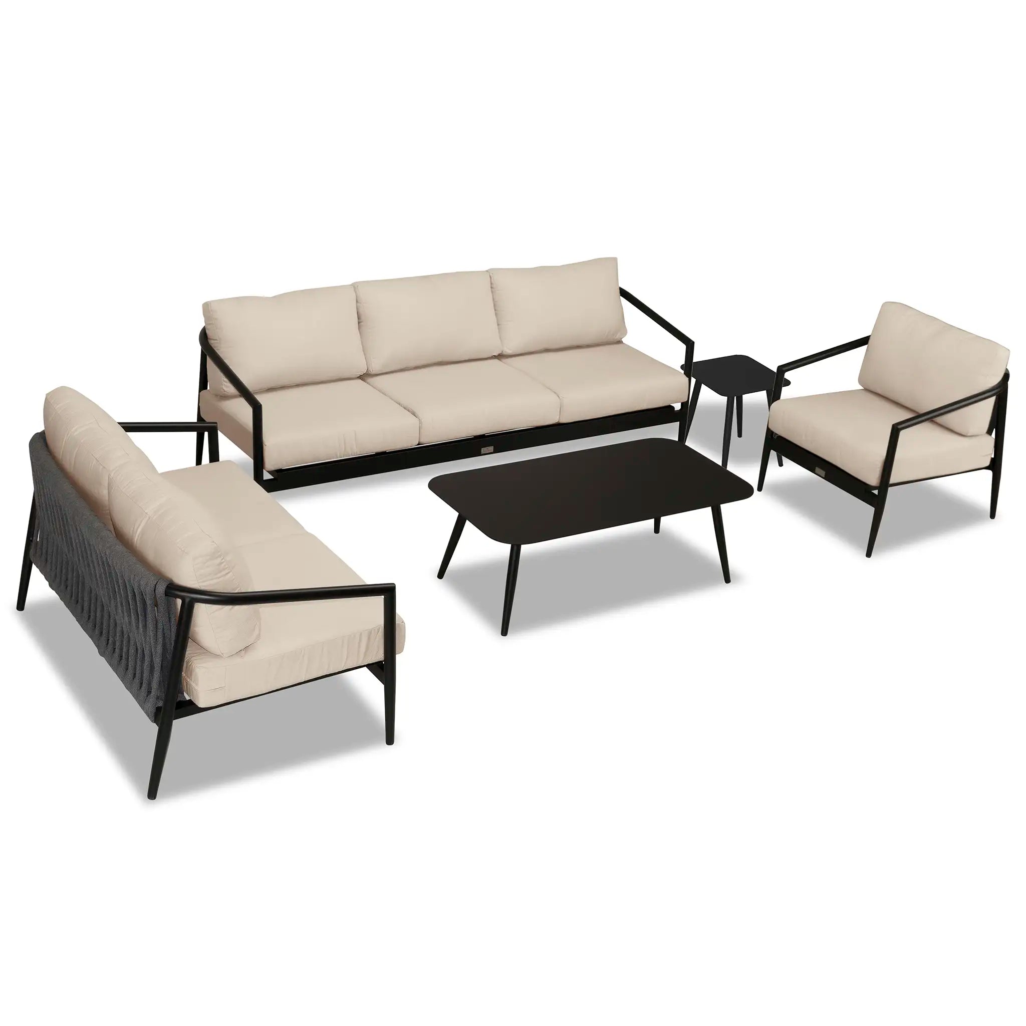 Olio 5 Piece Sofa Set - Black/Carbon by Harmonia Living