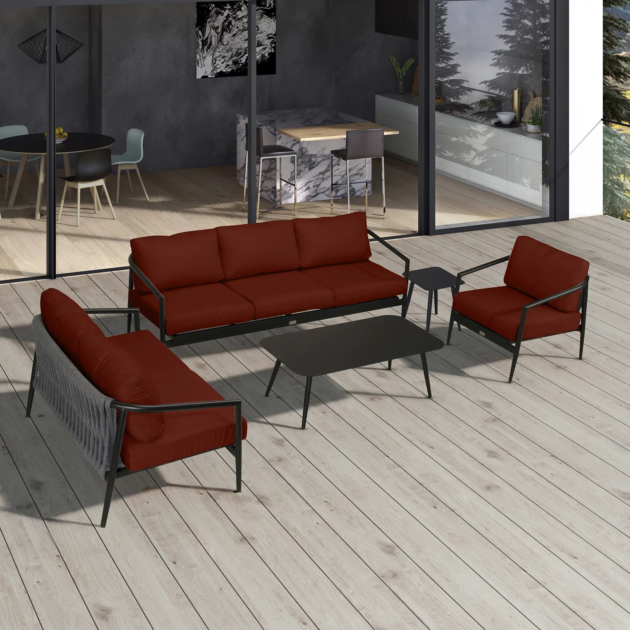 Olio 5 Piece Sofa Set - Black/Carbon by Harmonia Living