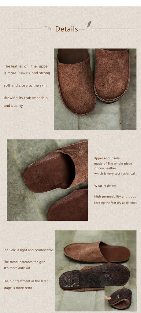 手作りの革スリッパ