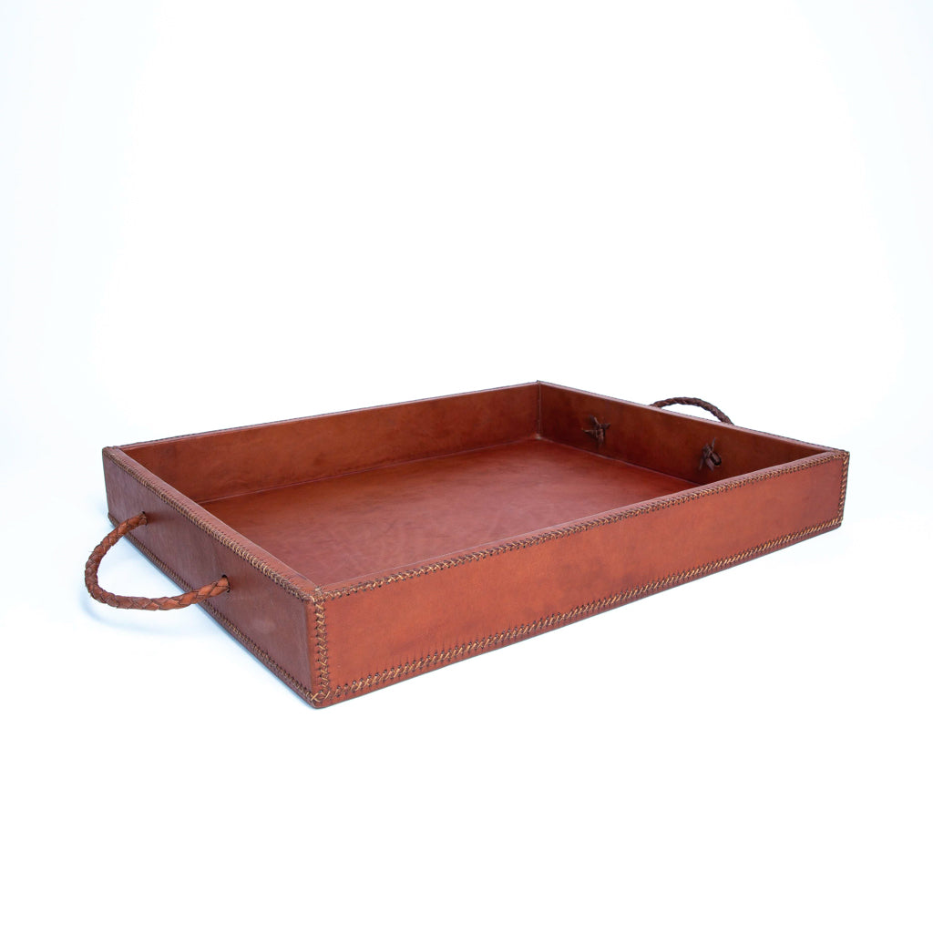 Comer | Large Rectangle Ottoman Tray with Embroidered Handles