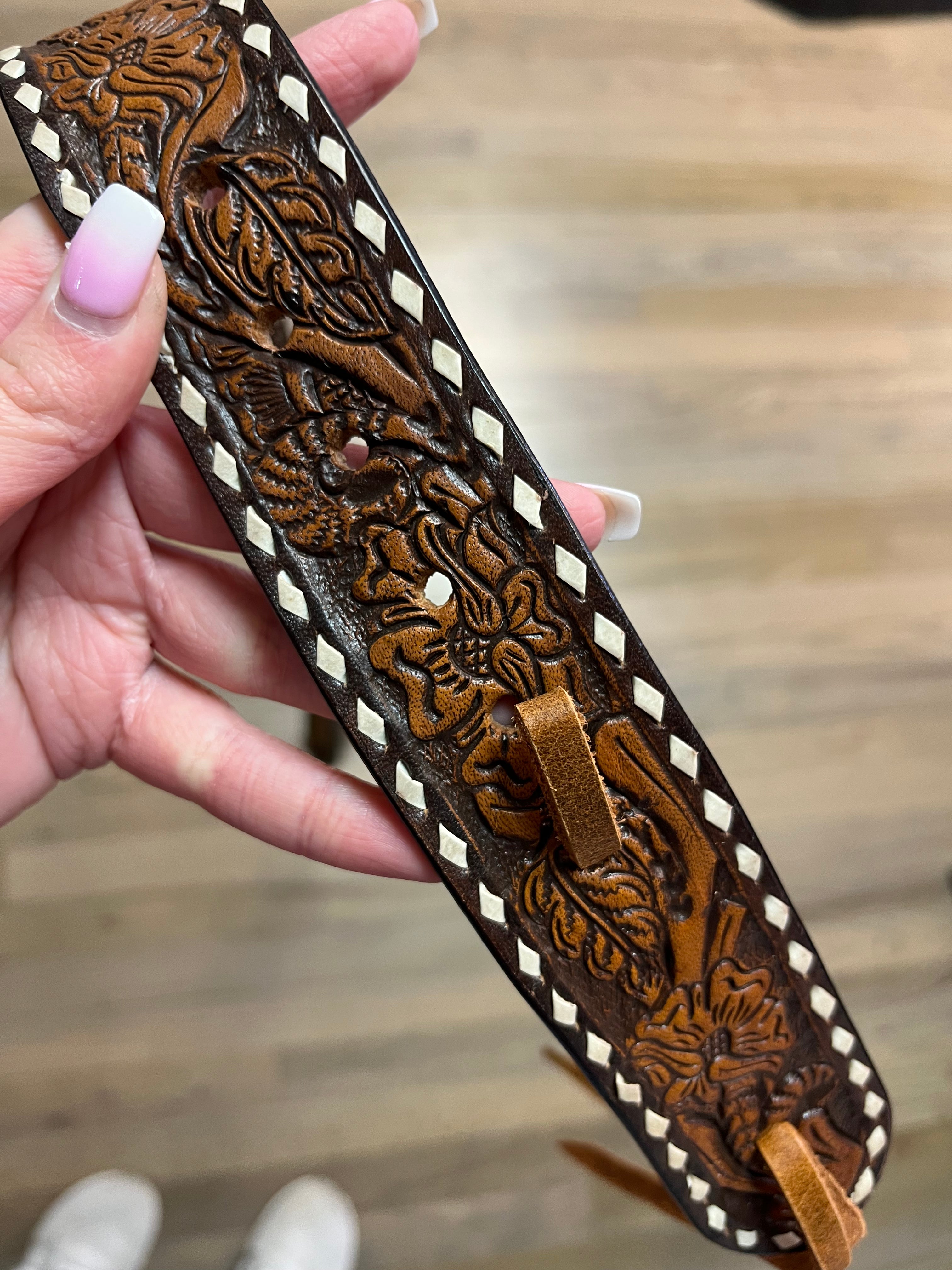 Purse Strap- Leather Tooled