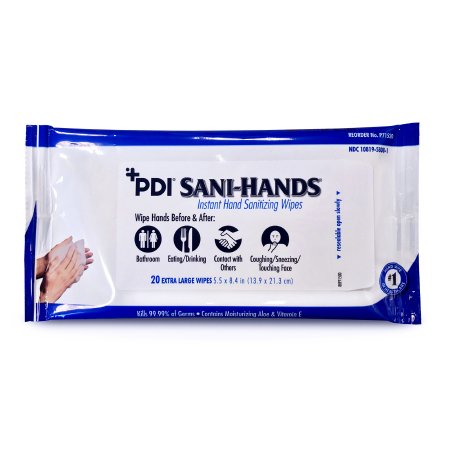 PDI Hand Sanitizing Wipe Sani-Hands? 20 Count Ethyl Alcohol Wipe Soft Pack