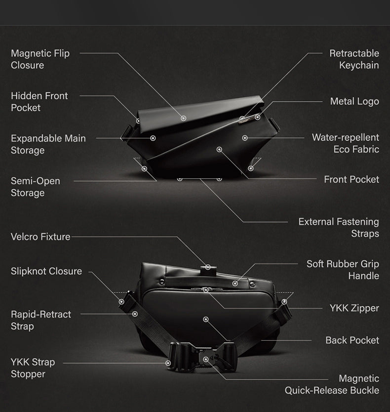 NIID R1 Radiant Urban Sling ,anti theft crossbody bag,black crossbody