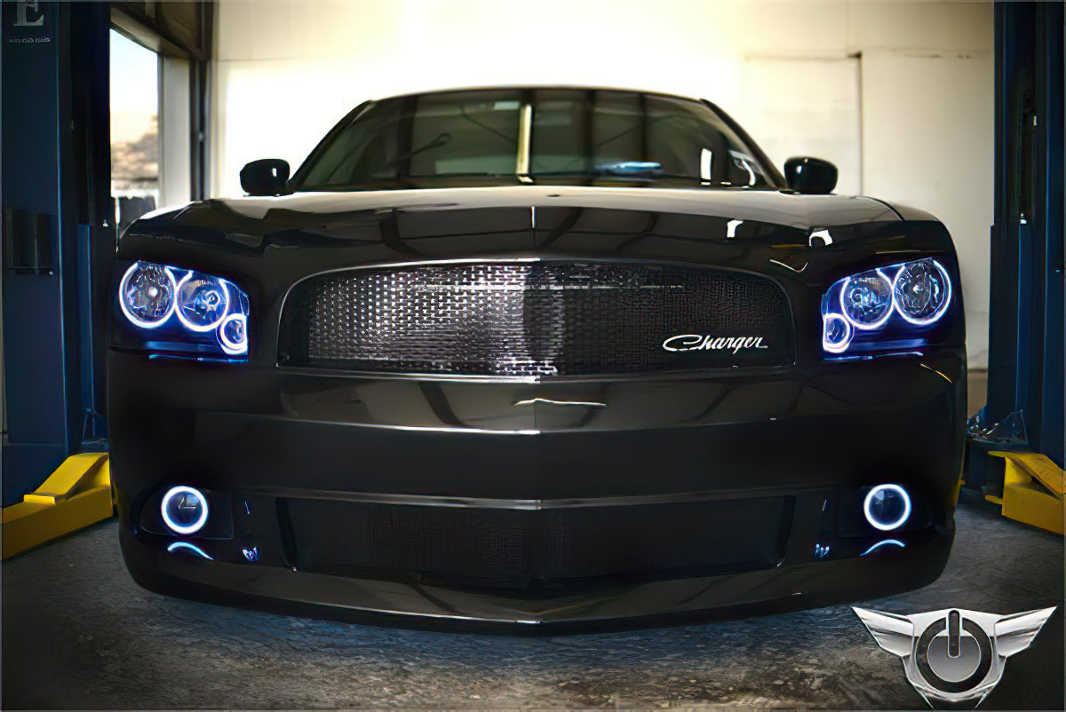 LED Triple Ring Headlight Halo Kit <br>05-10 Dodge Charger