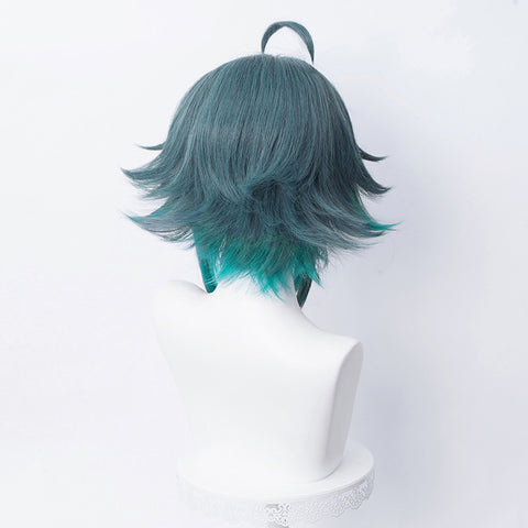 Genshin Impact Xiao Wig Cosplay Mixed Dark Blue Short Middle Part Heat – fortunecosplay