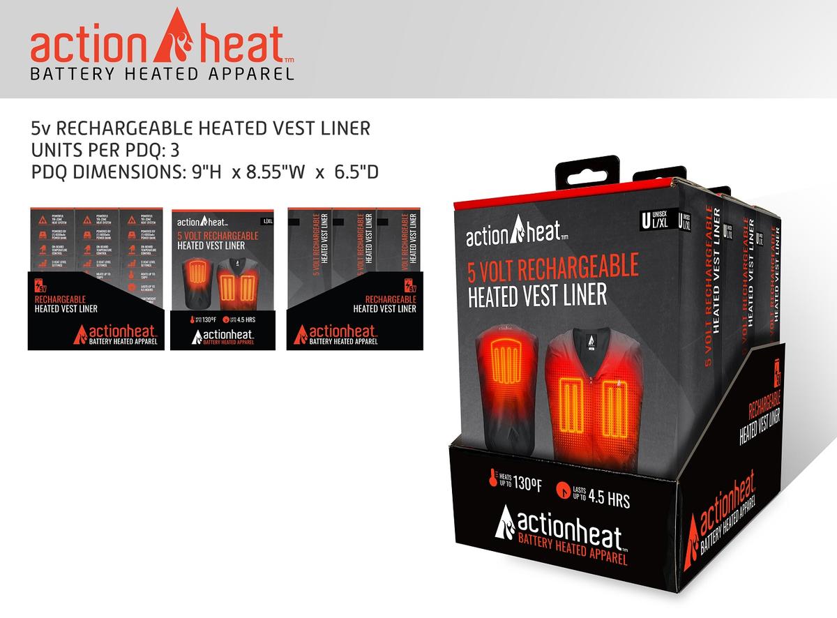 ActionHeat 5V Heated Vest Liner - L/XL - 3pk PDQ
