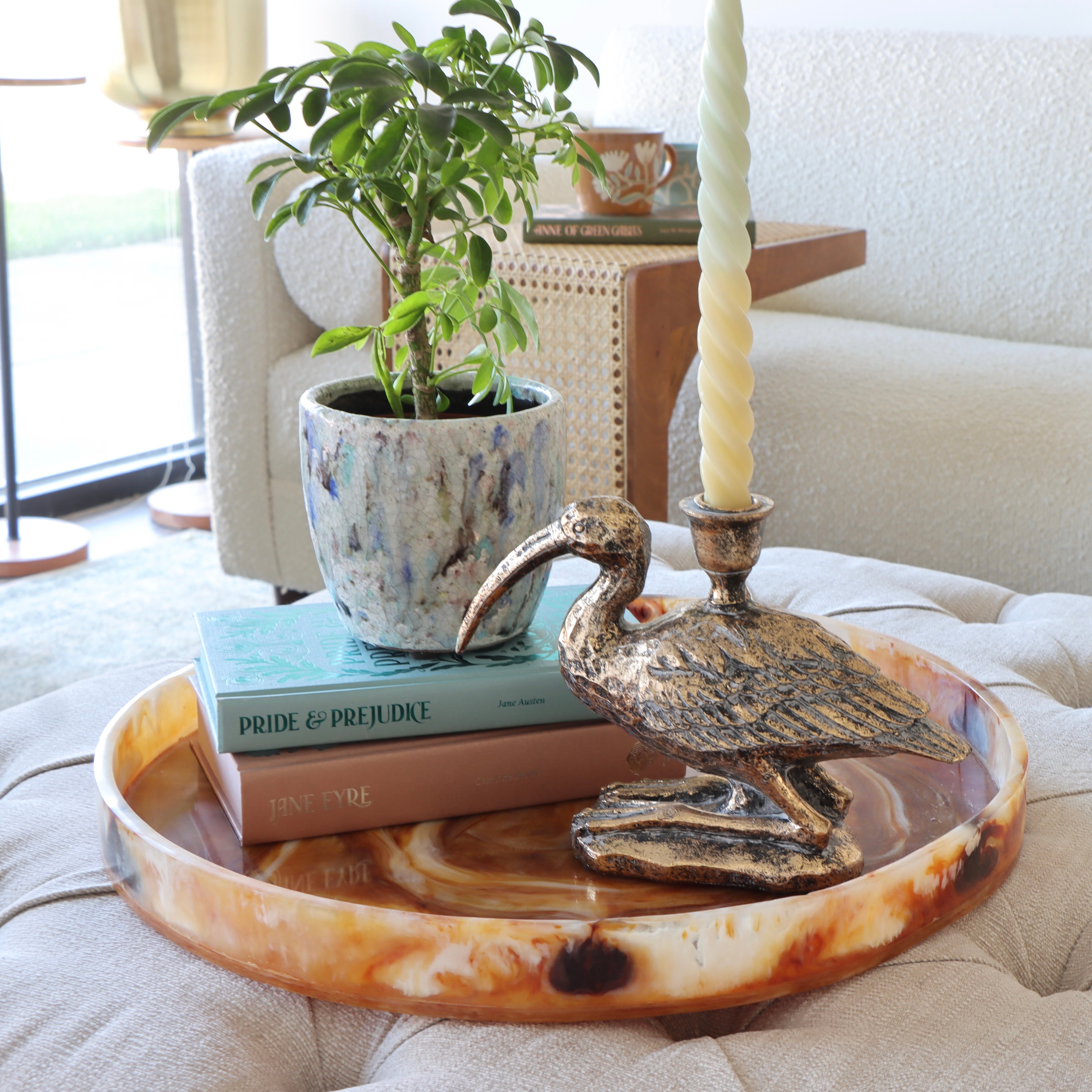 Marbled Tortoise Round Resin Tray