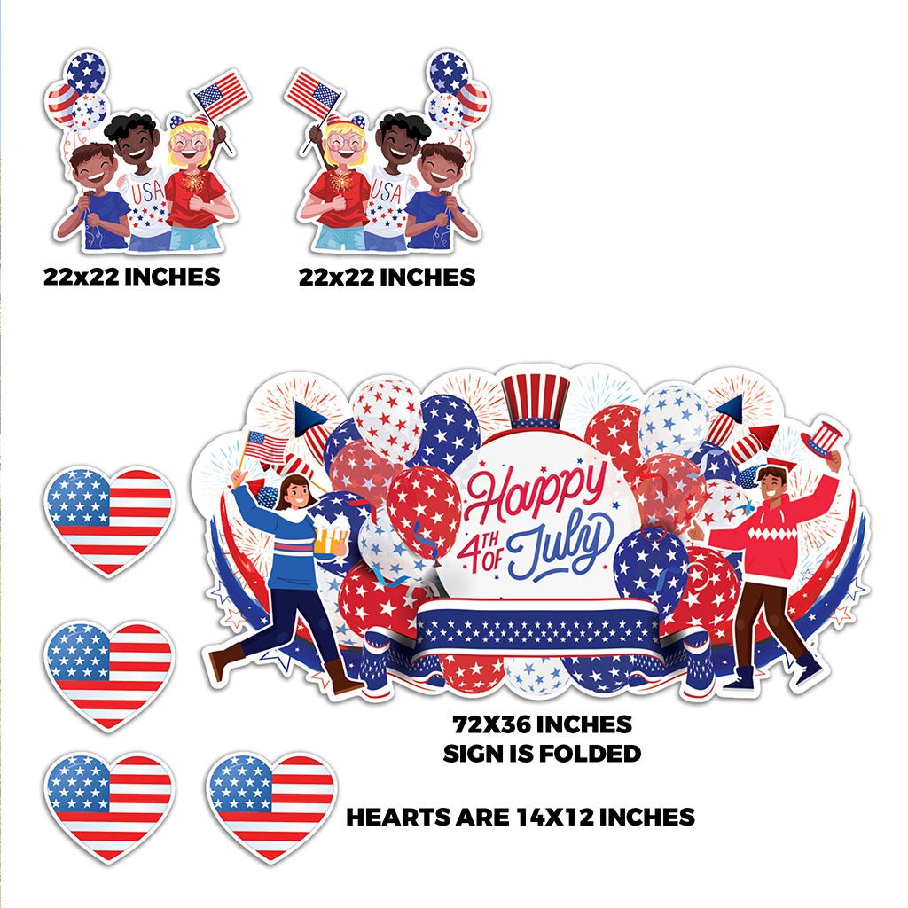 Happy 4th of July Oversized Yard Sign Decorations - 7pcs