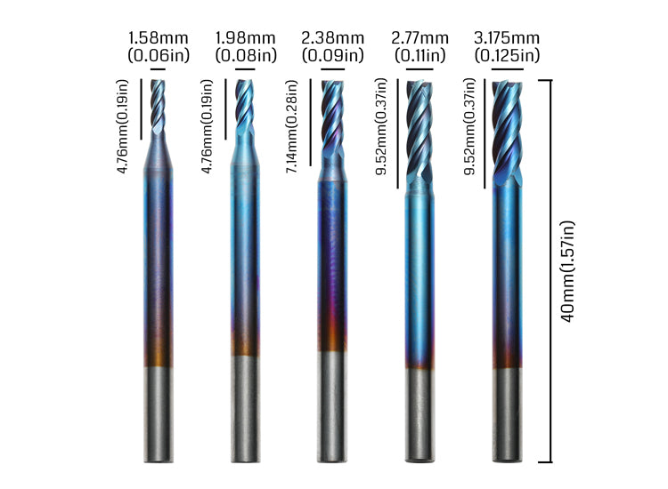 Genmitsu SN05A 5Pcs CNC Router Bits End Mill Set, for Steel and Iron | SainSmart Genmitsu SN05A 5Pcs CNC Router Bits End Mill Set, for Steel and Iron | SainSmart