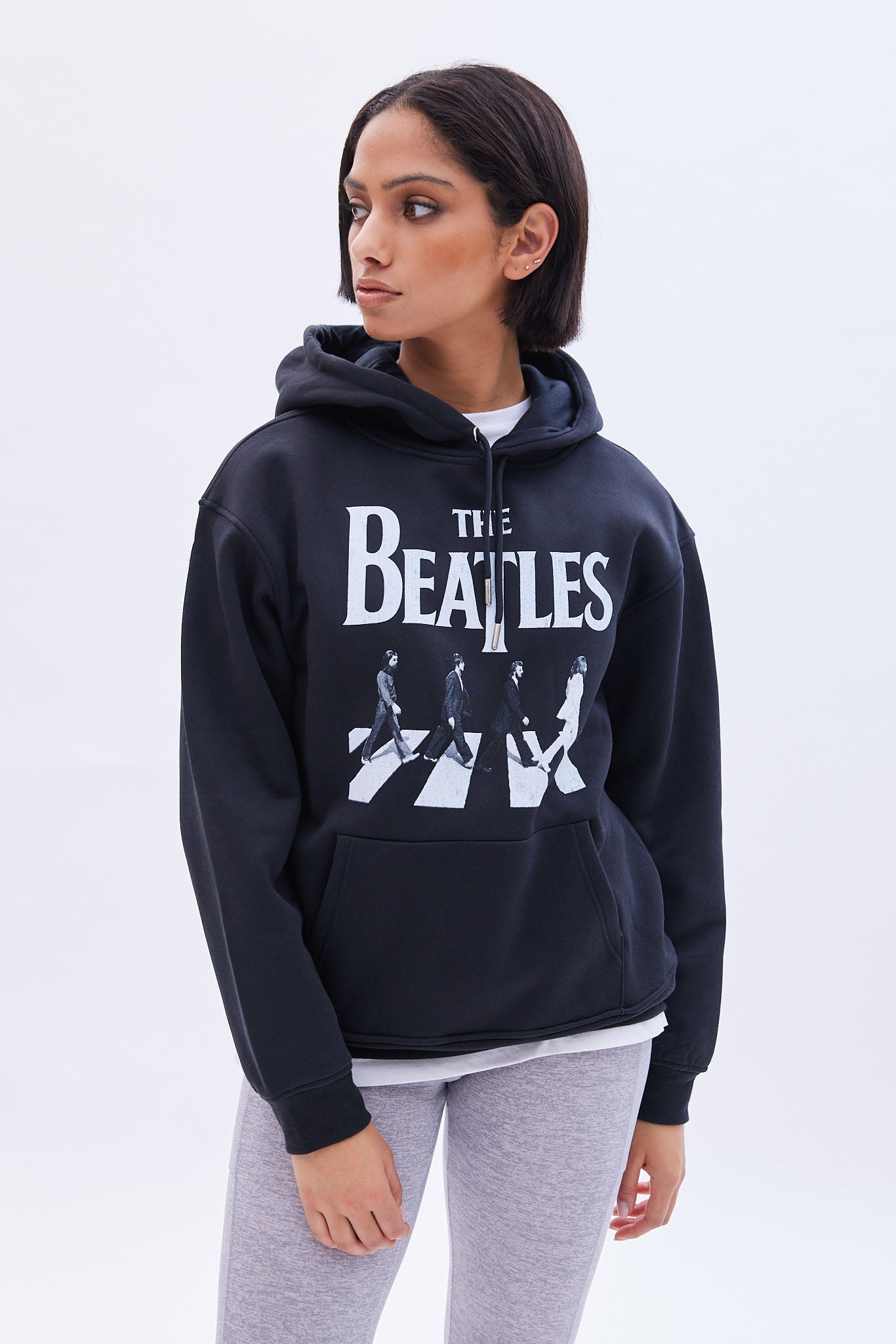  The Beatles Graphic Oversized Pullover Hoodie 