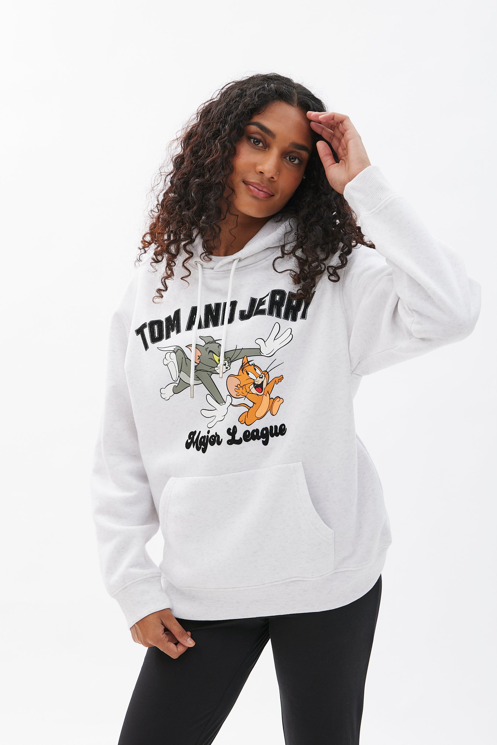  Tom And Jerry Graphic Oversized Pullover Hoodie 