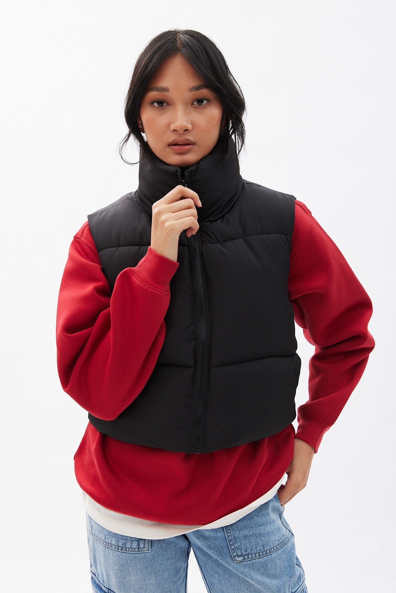  AERO Zip-Up Cropped Puffer Vest 