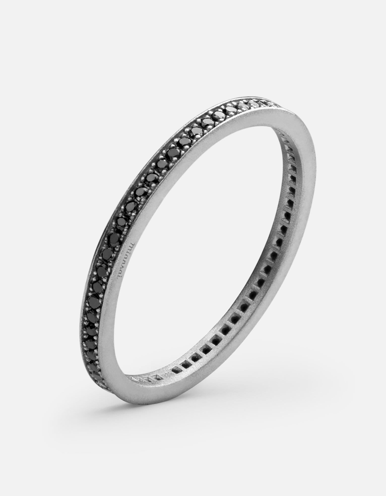 Eclipse Band Ring, Matte Silver/Black Diamonds
