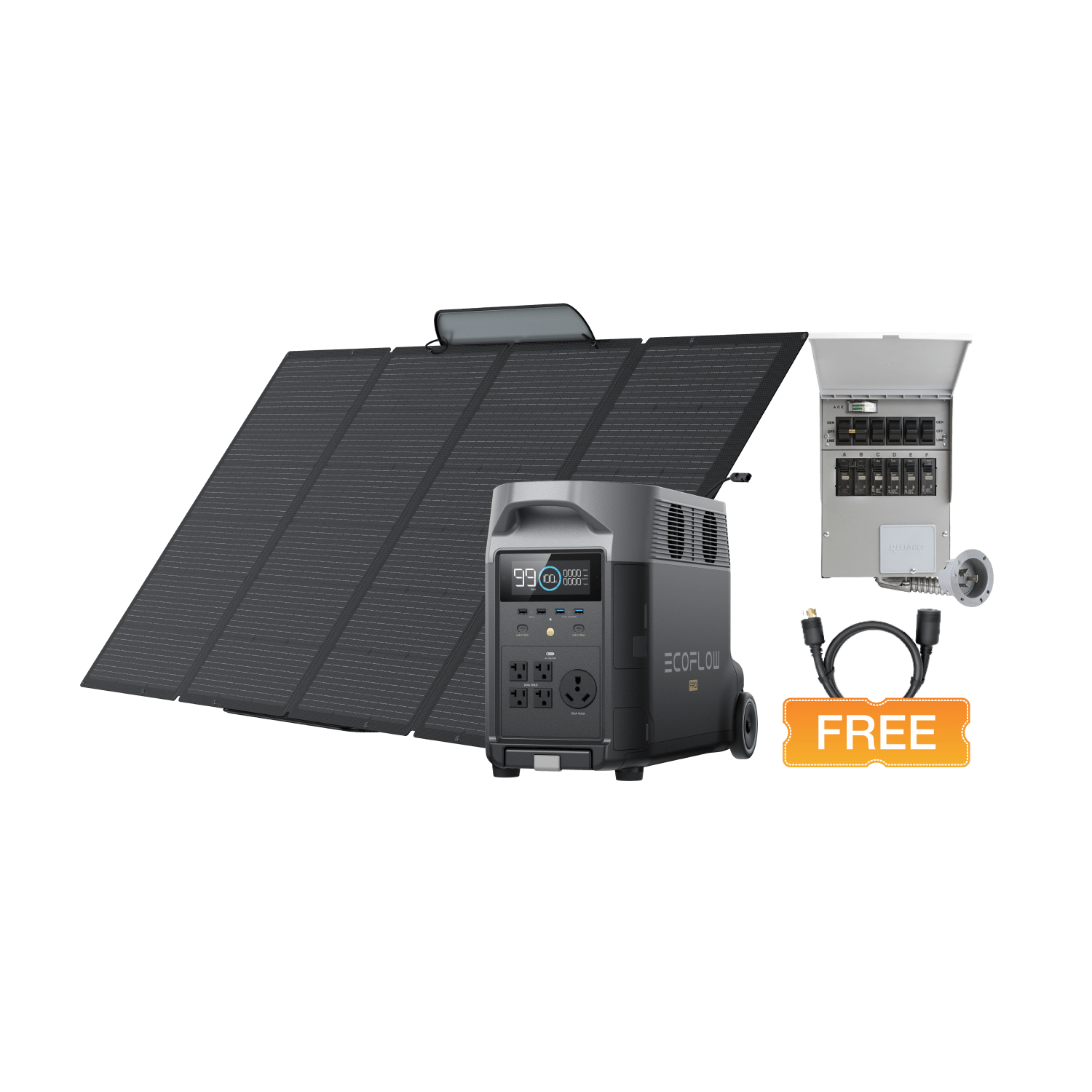 EcoFlow DELTA Pro + 400W Solar Panel  + Transfer Switch + Free TS Cable - Livestream