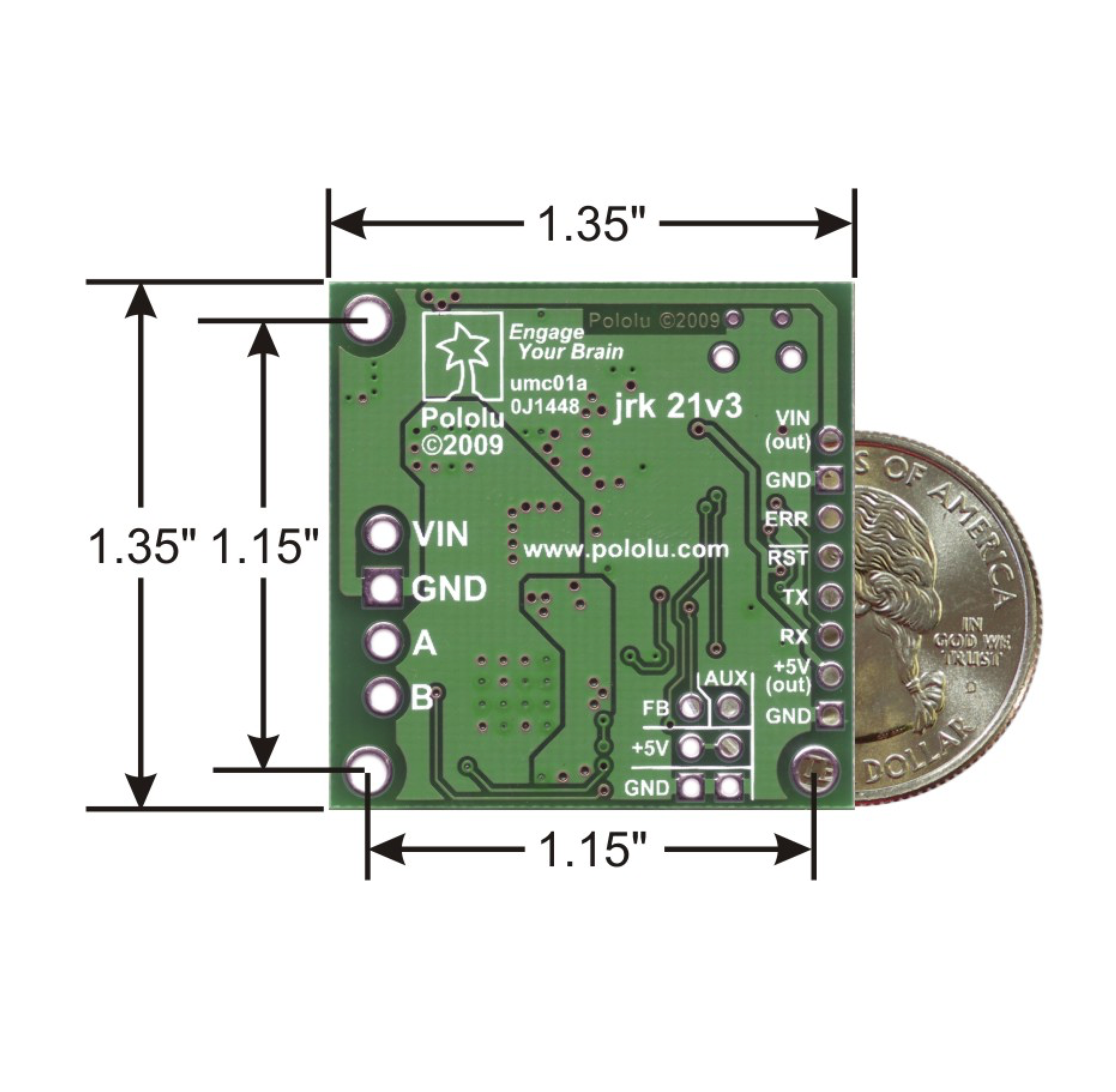 Pololu Jrk 21v3 USB Motor Controller with Feedback - Pre-soldered connectors