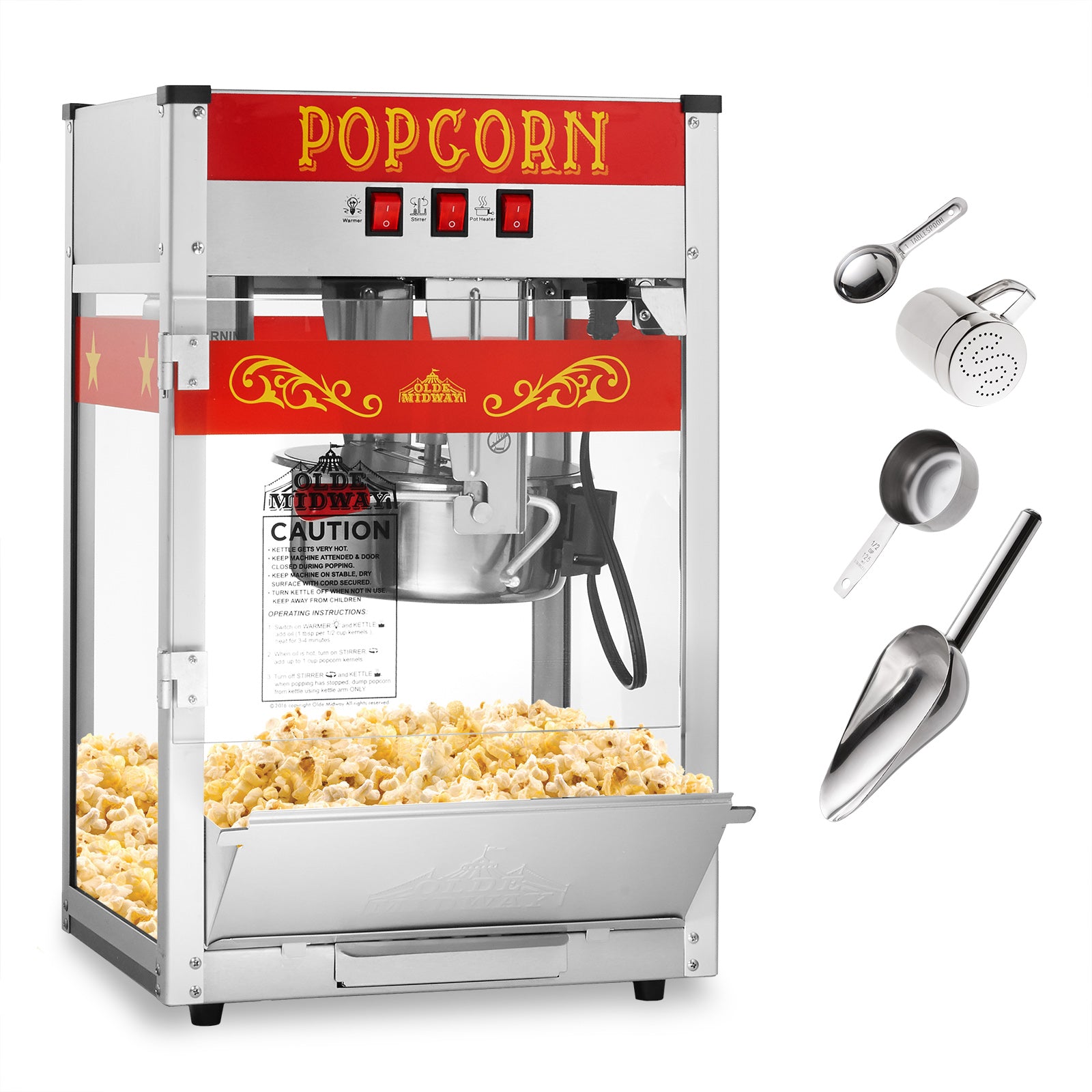 OPEN BOX - Commercial Popcorn Machine Maker Popper with 8-Ounce Kettle - Red