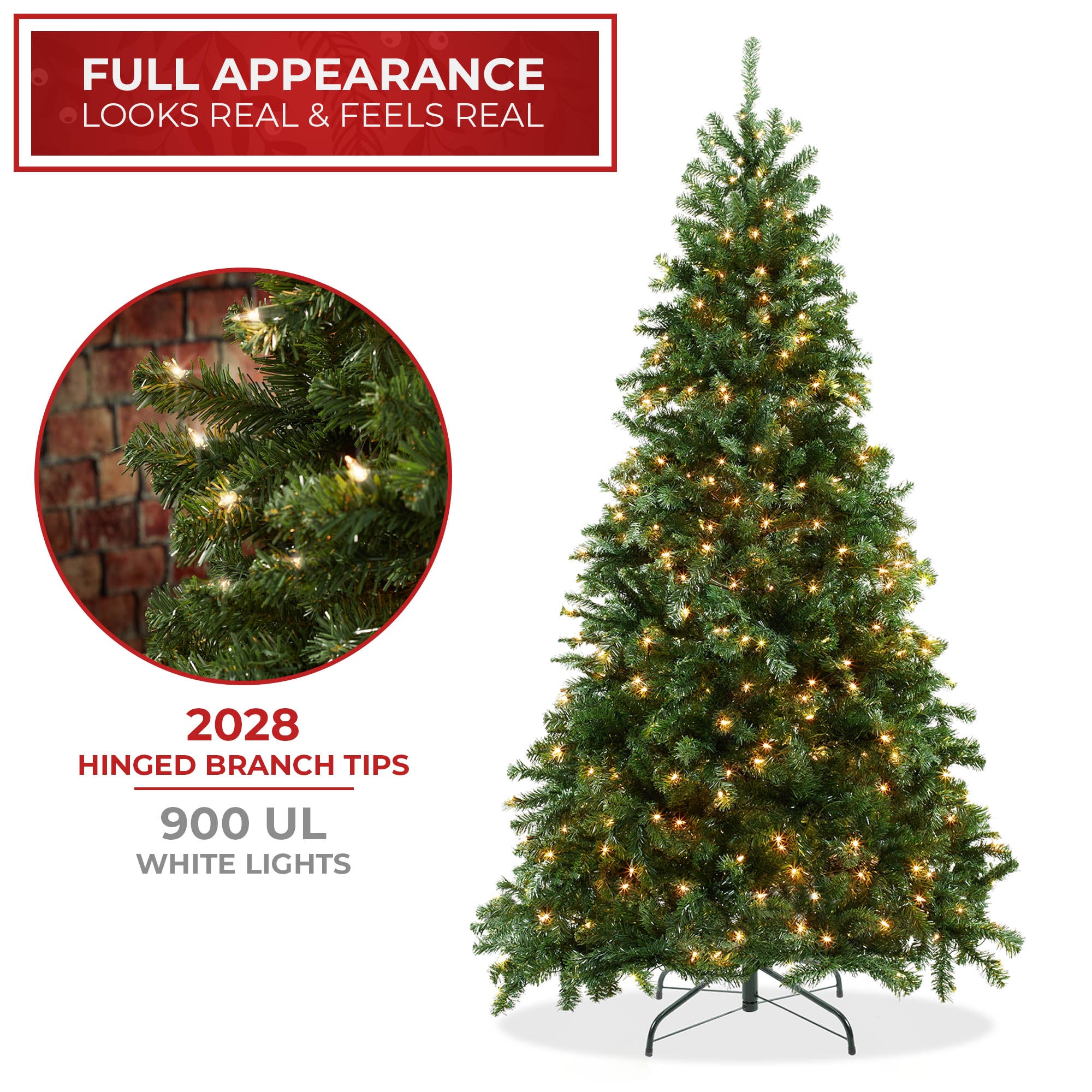 OPEN BOX - 9 ft Spruce Artificial Christmas Tree with White Lights & Stand