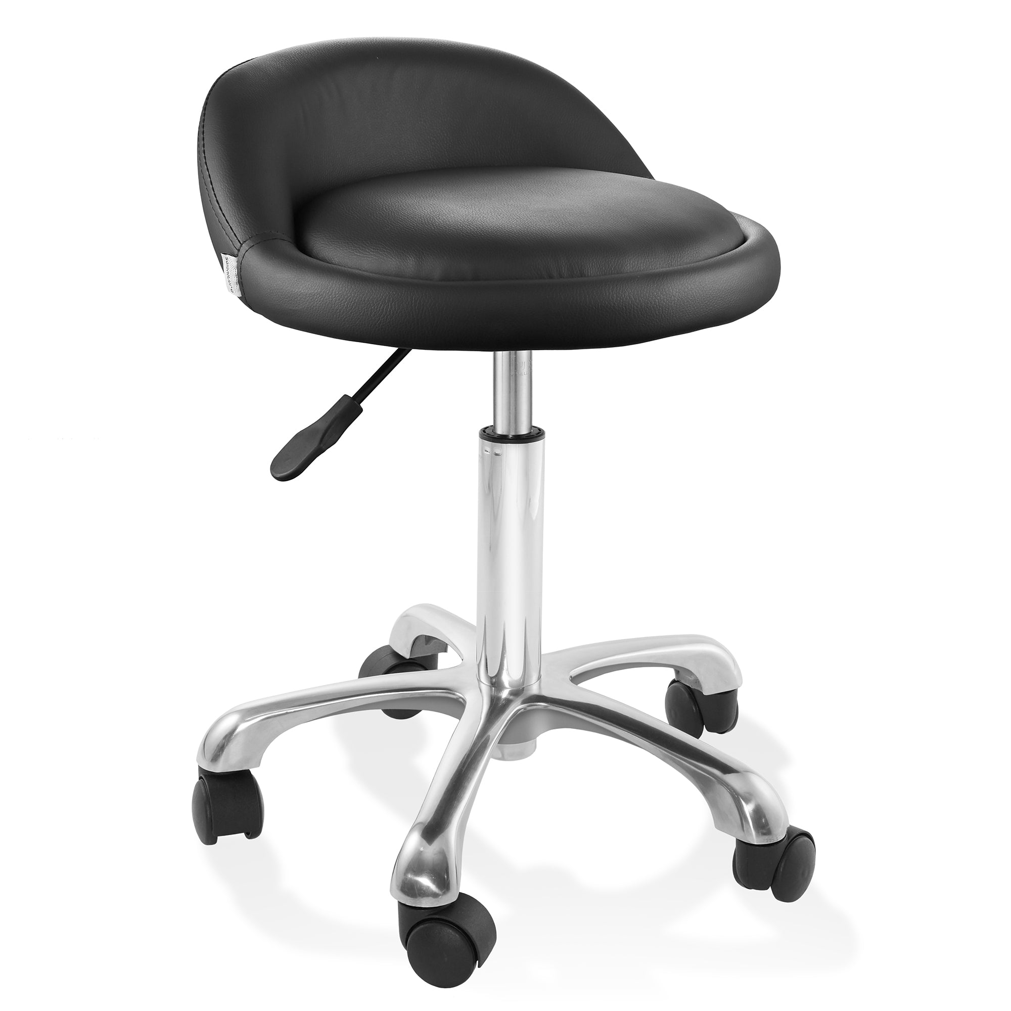 OPEN BOX - Adjustable Rolling Swivel Stool Salon Chair w/ Low Backrest - Black