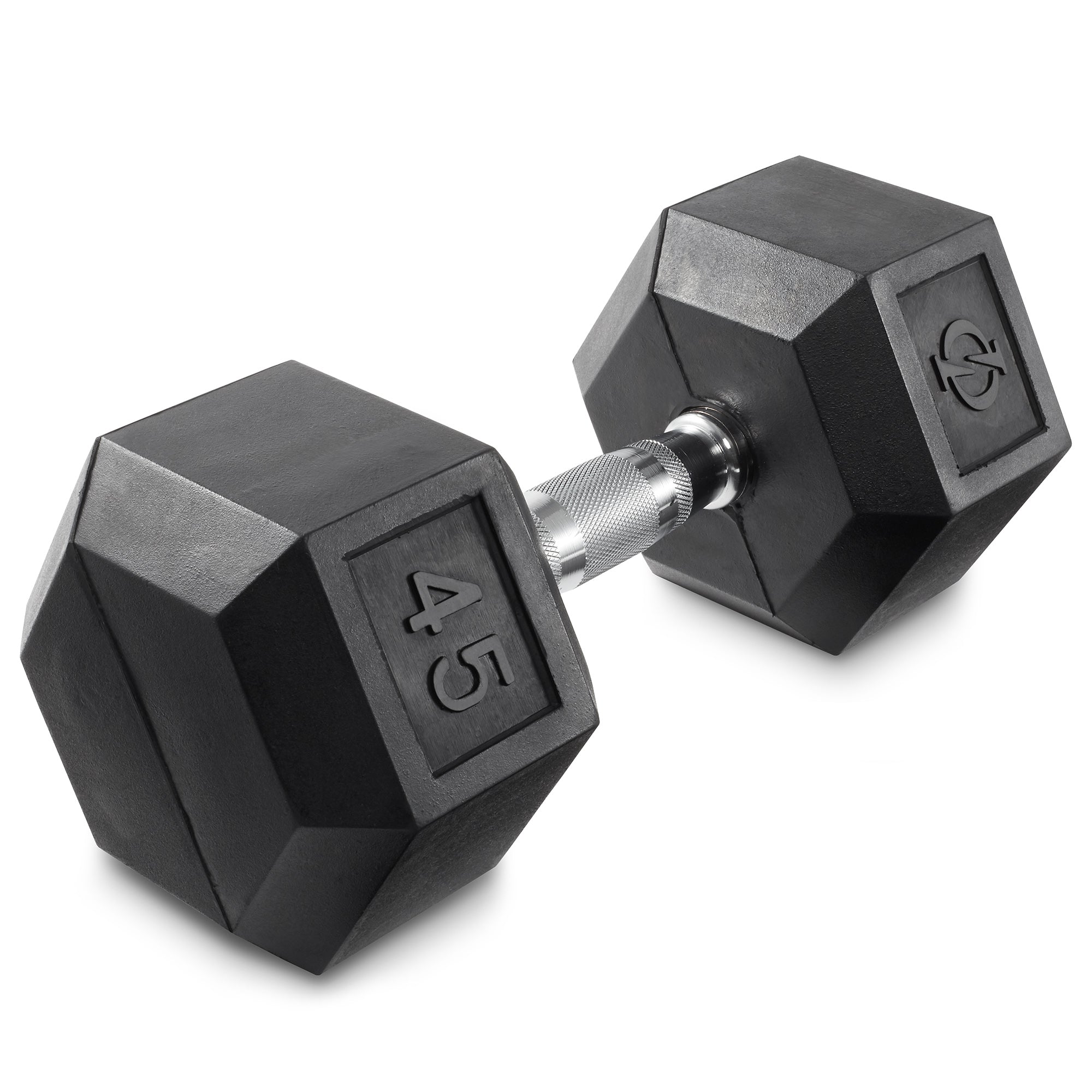 OPEN BOX - Rubber Coated Hex Dumbbell Hand Weight, 45 lbs - Workout Training