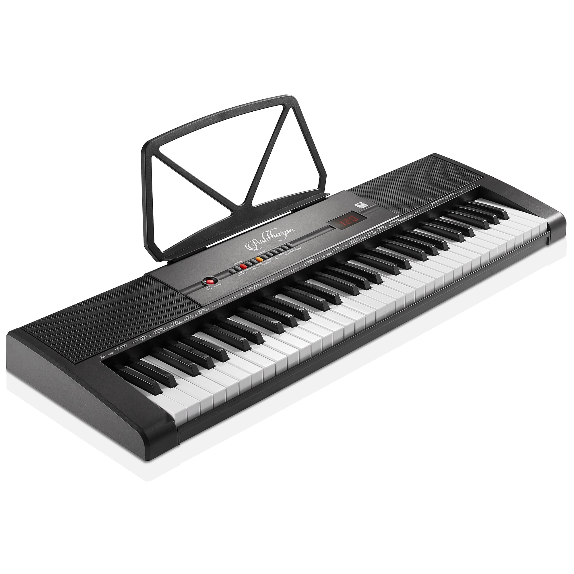 OPEN BOX - 61-Key Digital Electronic Keyboard with Light Up Keys, Stand & Stool