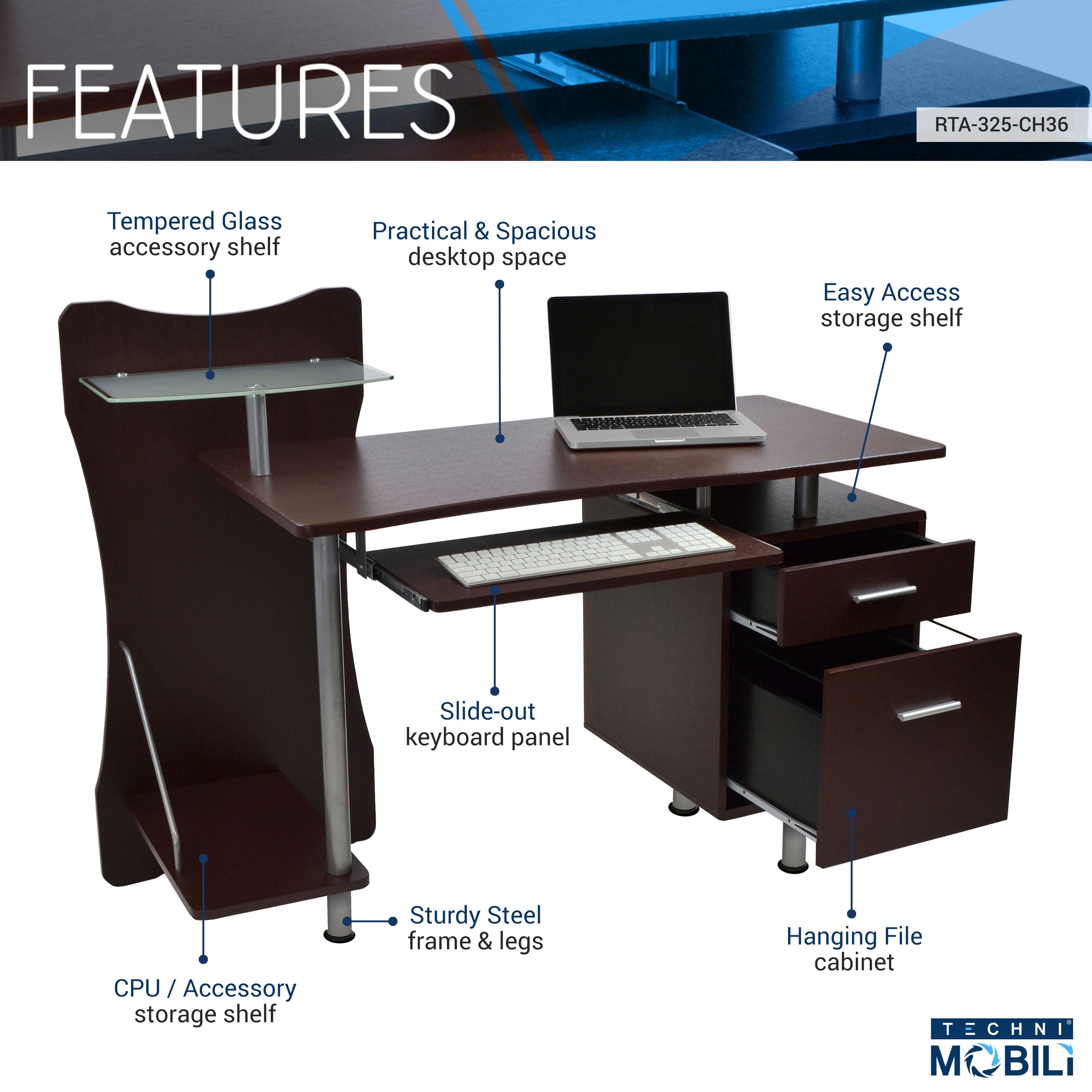 Stylish Computer Desk with Storage