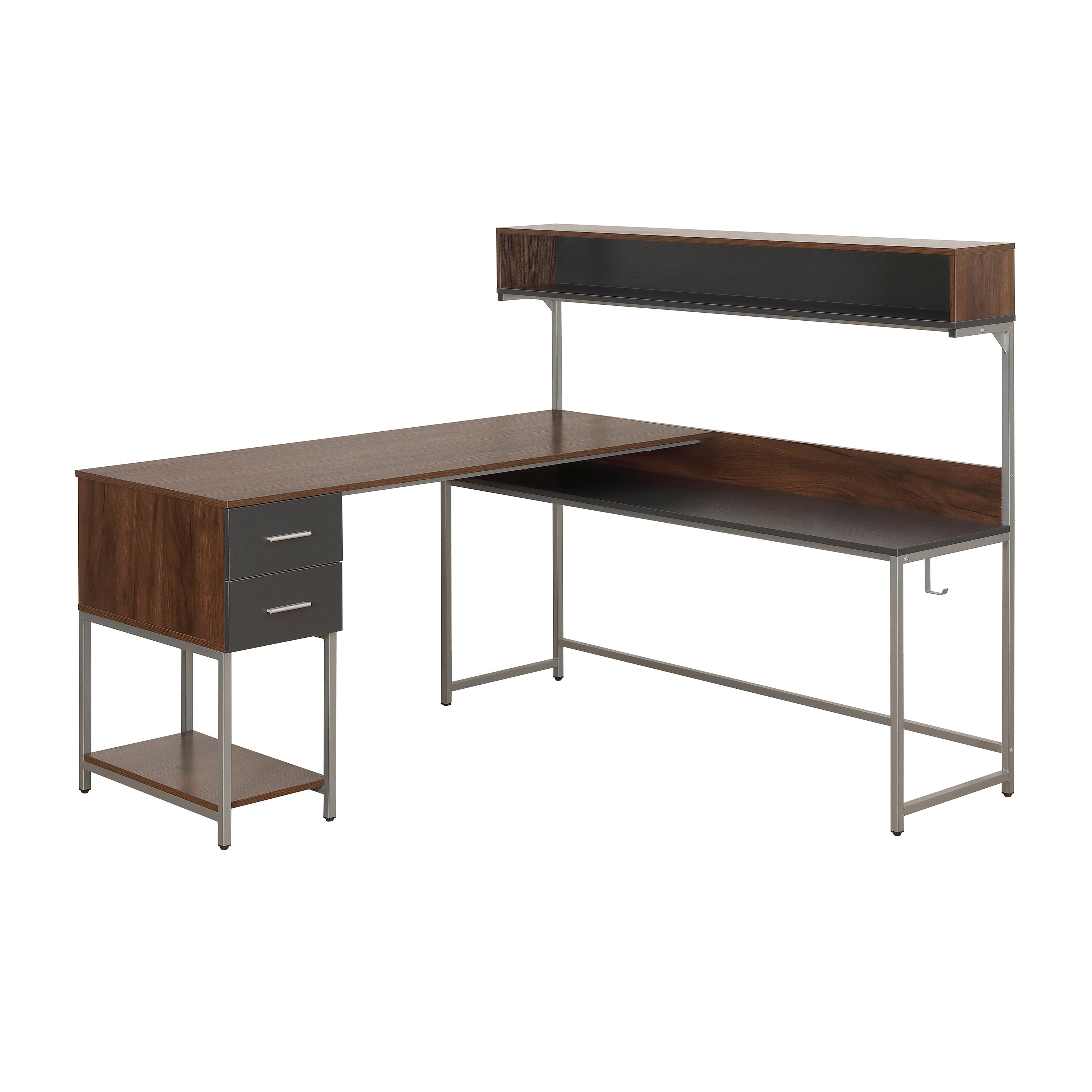 L-Shape Desk with Hutch and Storage