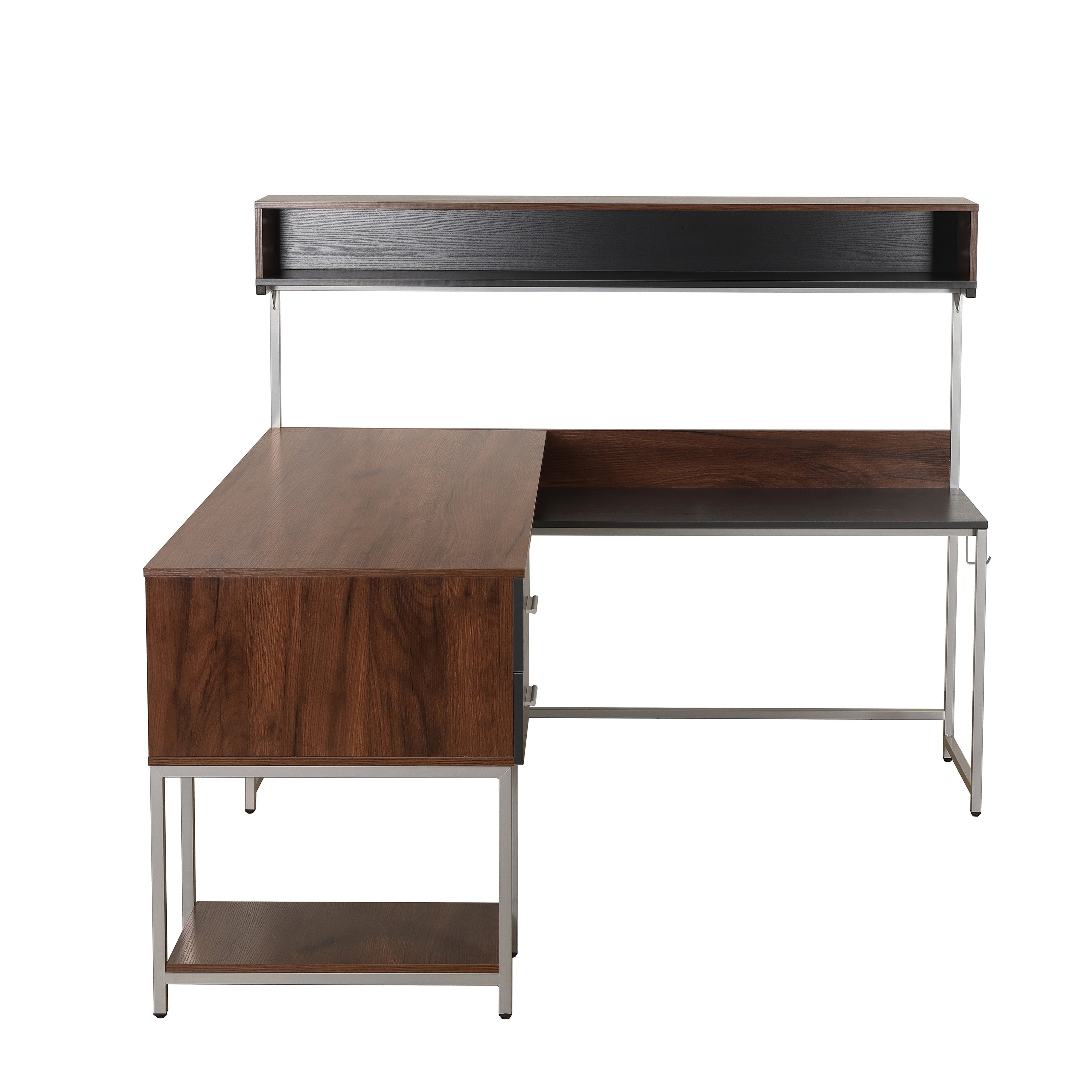 L-Shape Desk with Hutch and Storage