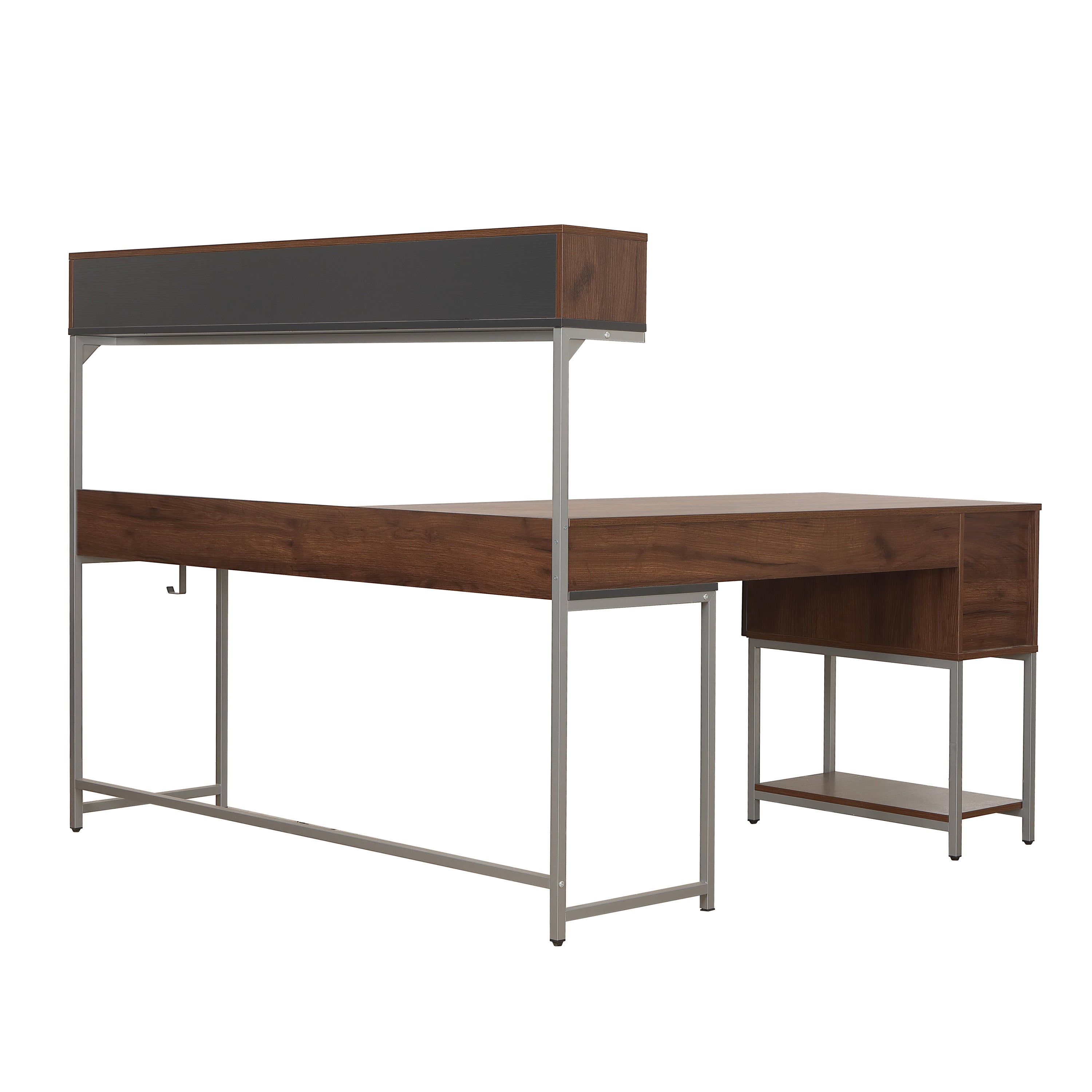 L-Shape Desk with Hutch and Storage