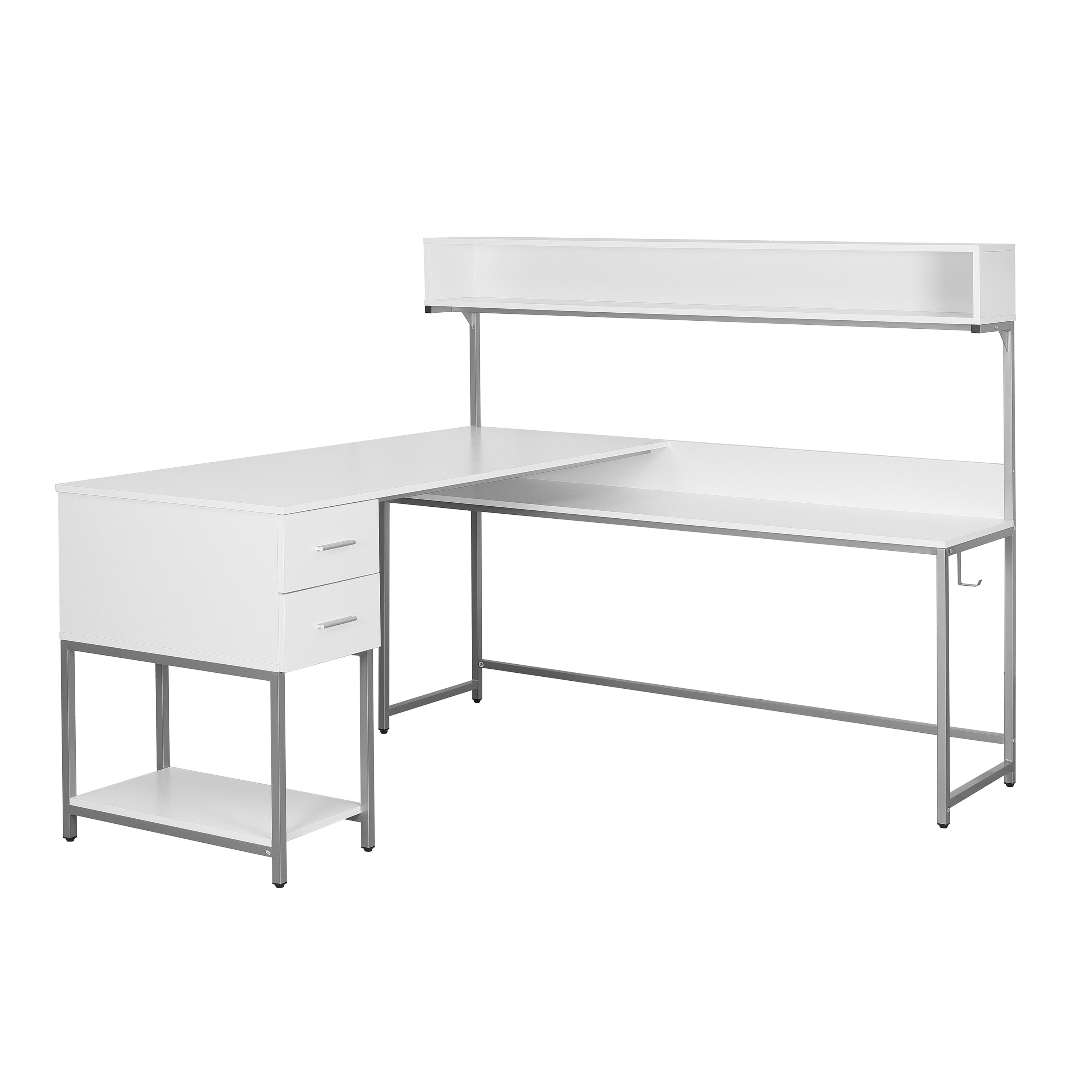 L-Shape Desk with Hutch and Storage