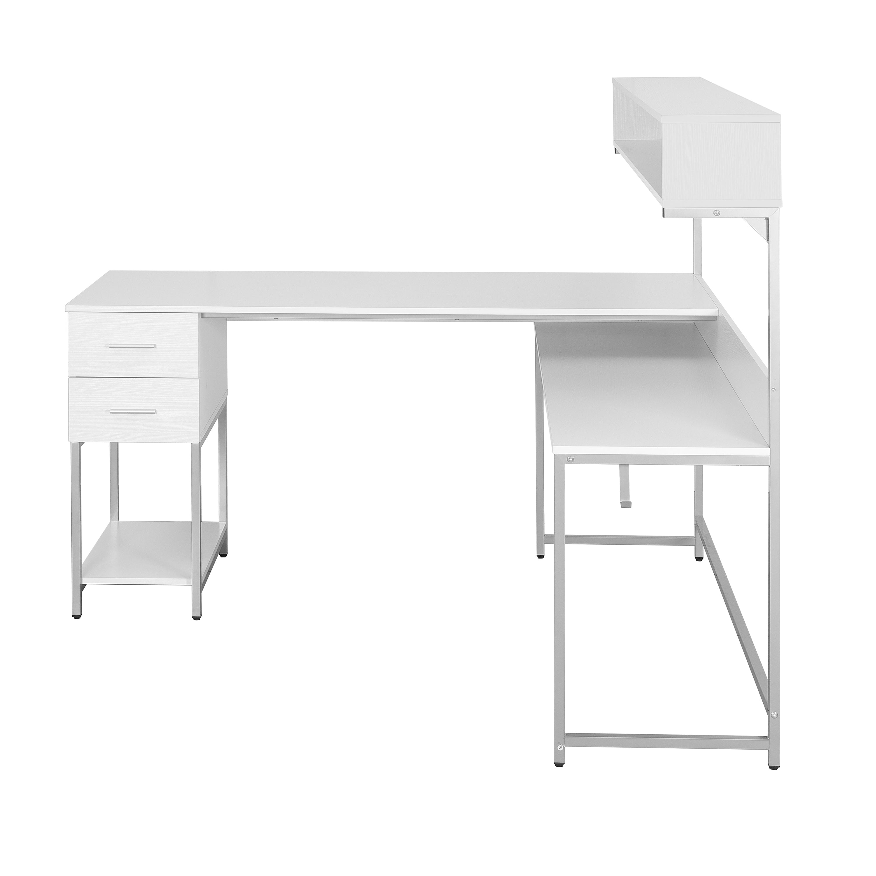 L-Shape Desk with Hutch and Storage