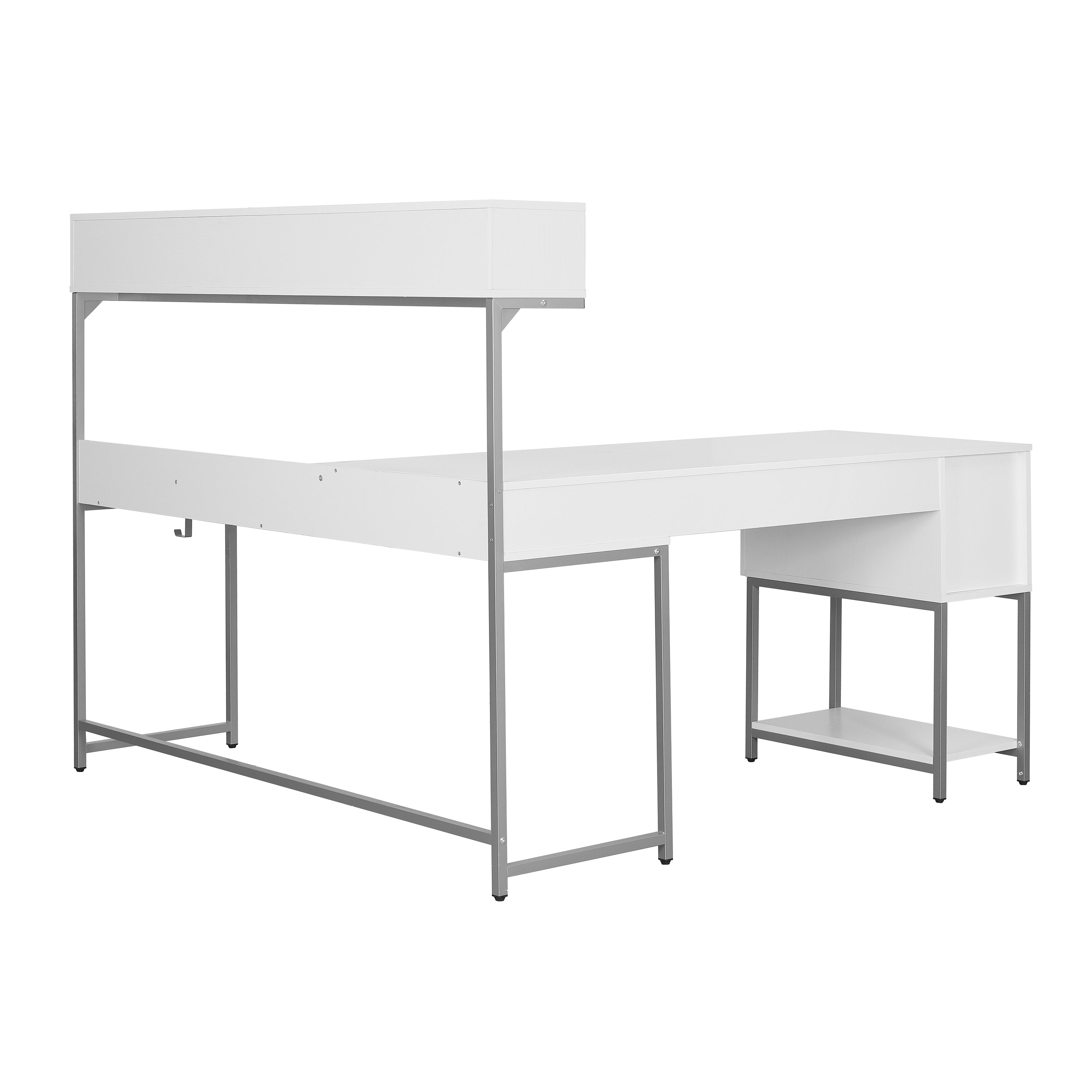 L-Shape Desk with Hutch and Storage