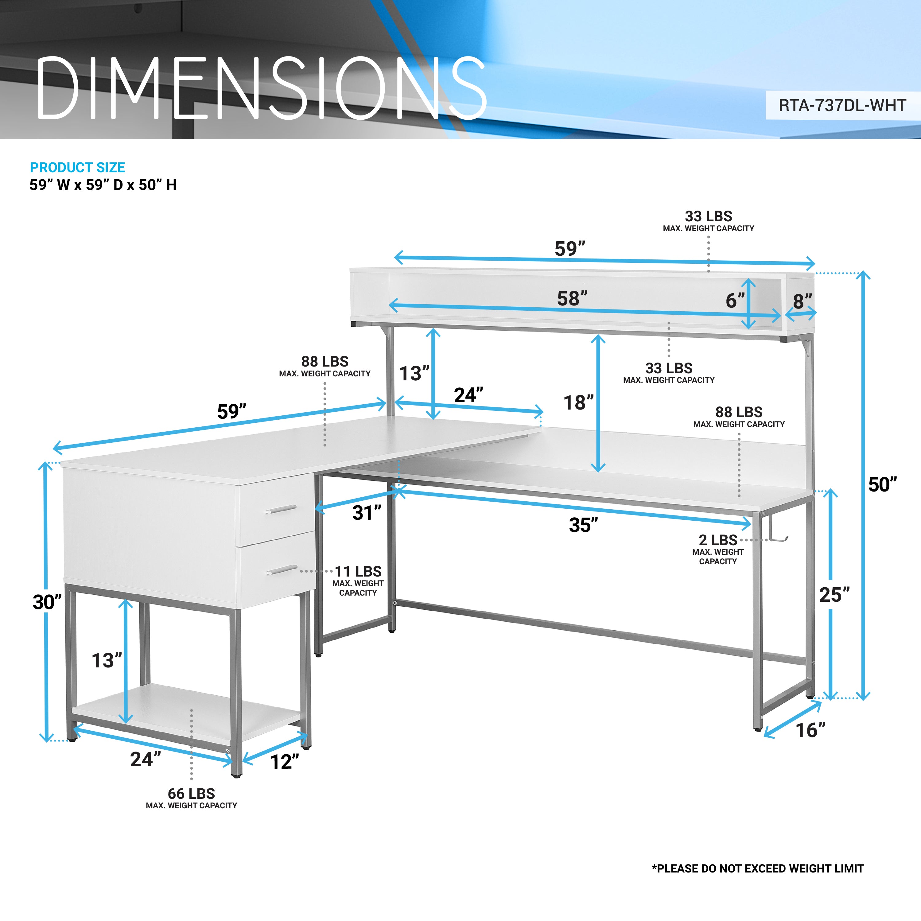 L-Shape Desk with Hutch and Storage