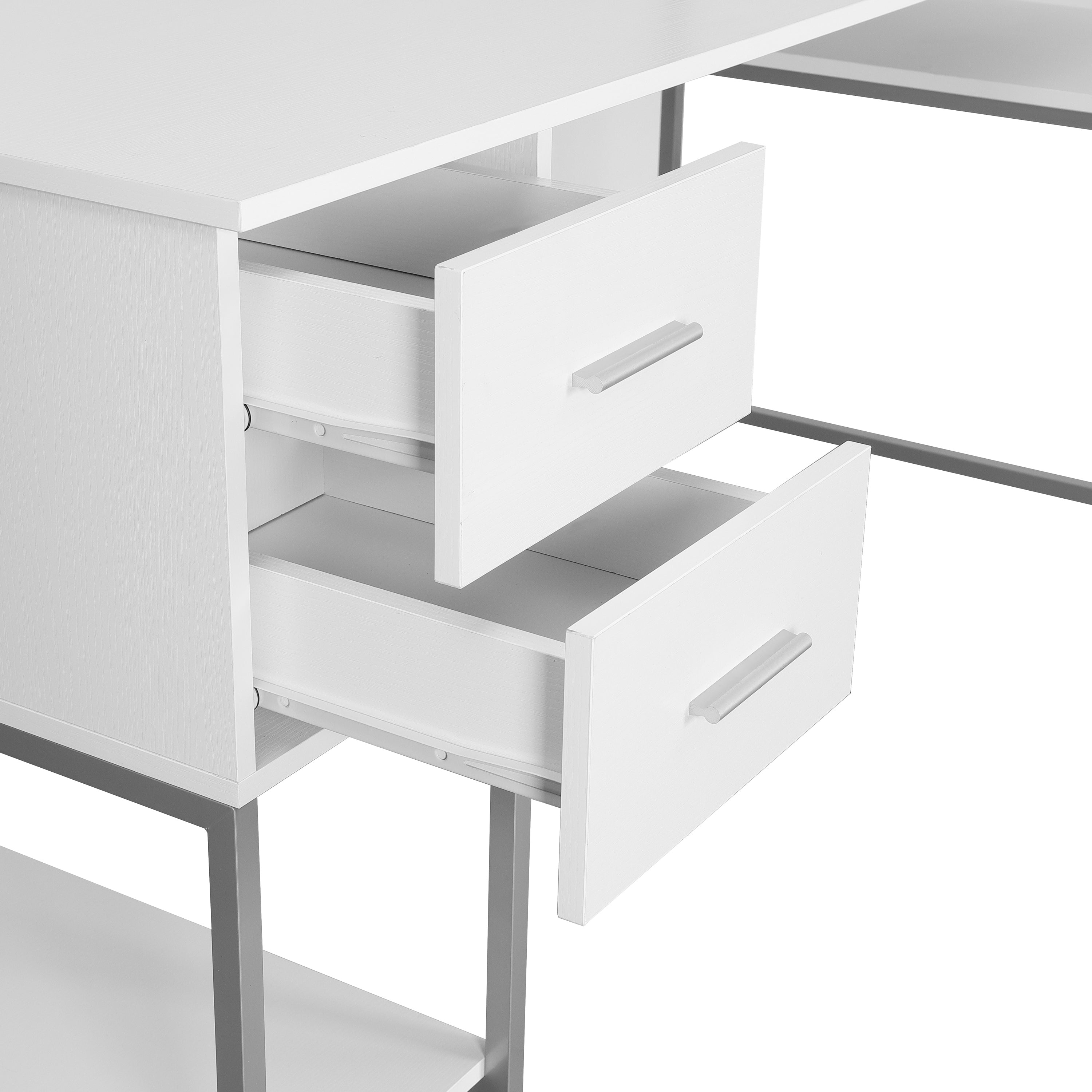 L-Shape Desk with Hutch and Storage