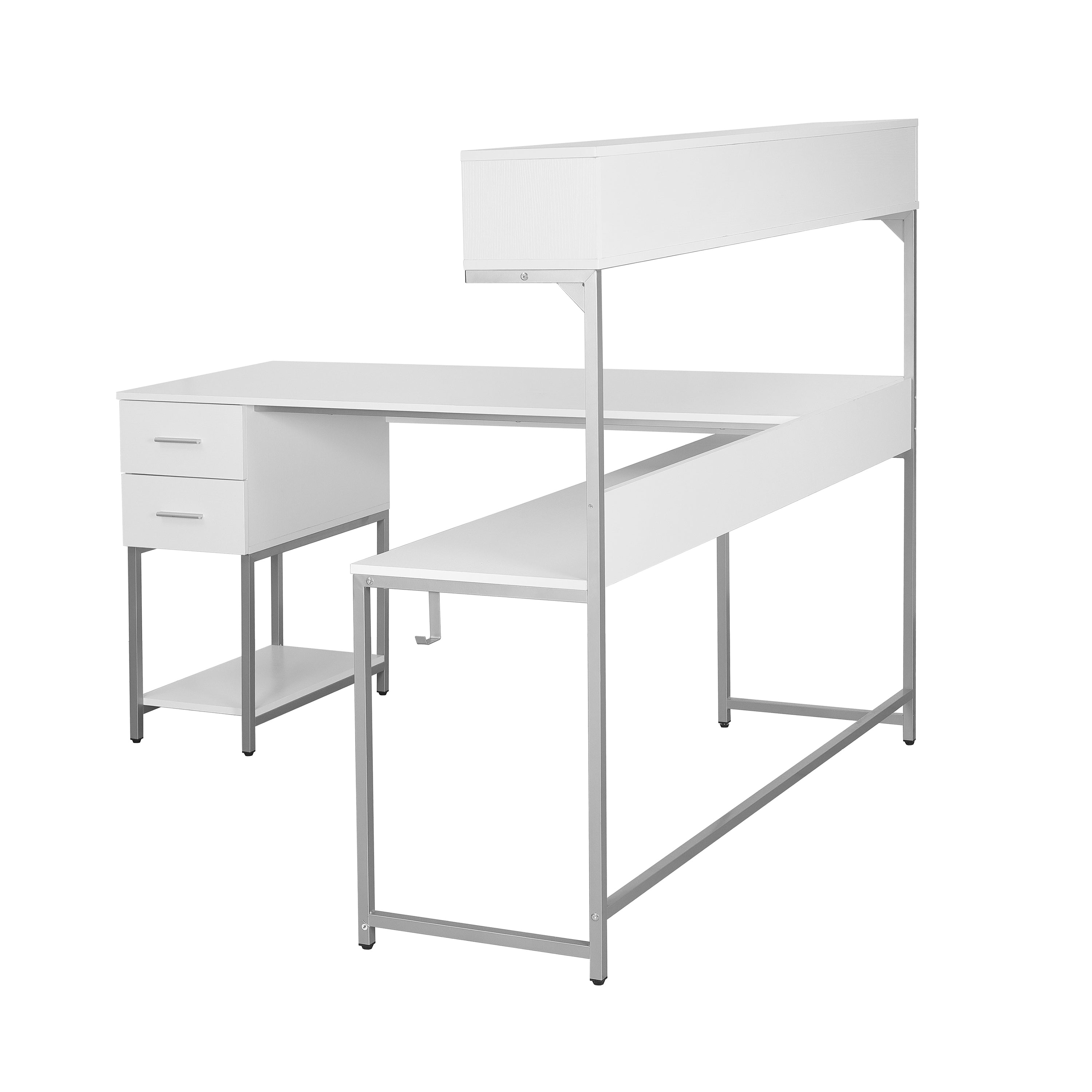 L-Shape Desk with Hutch and Storage