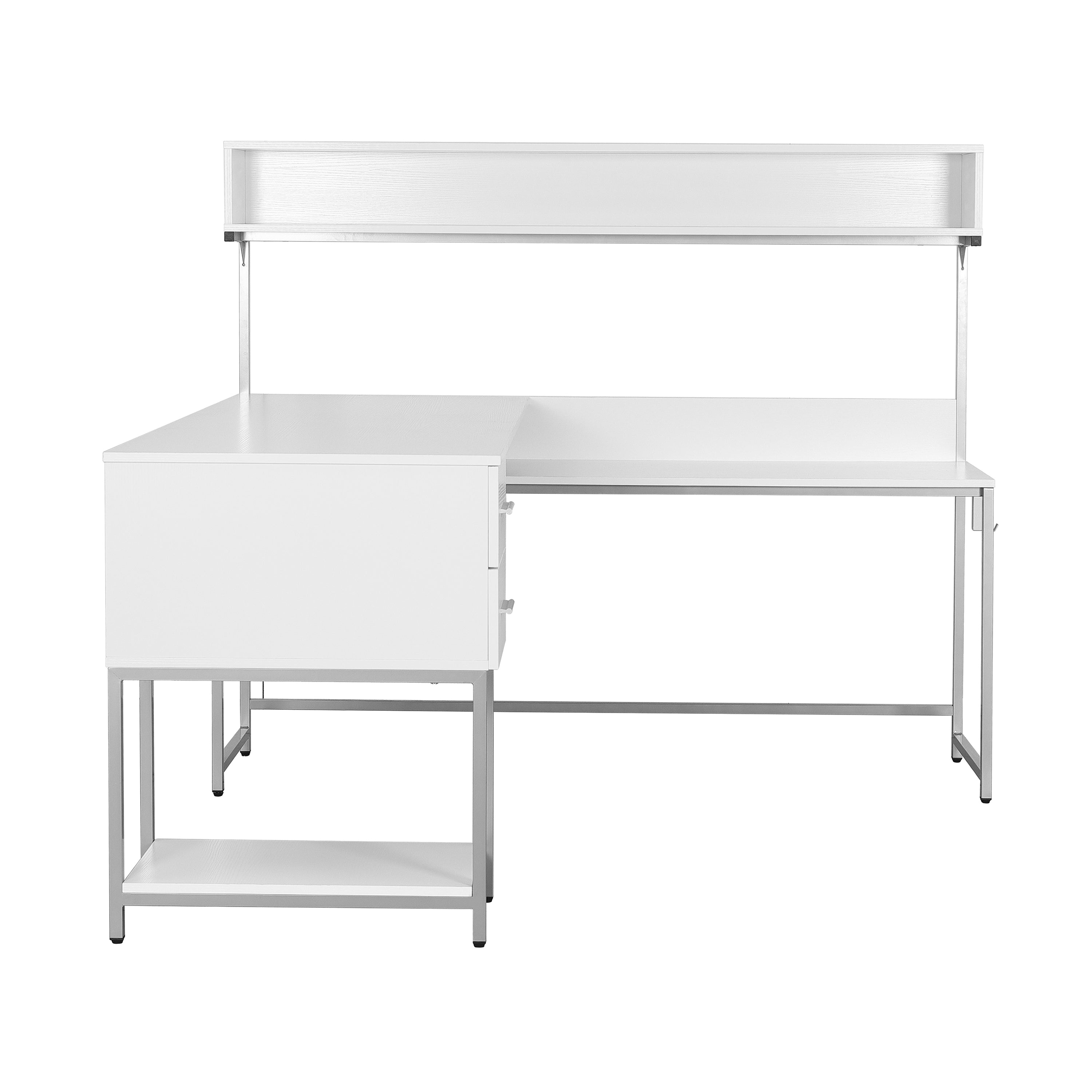 L-Shape Desk with Hutch and Storage