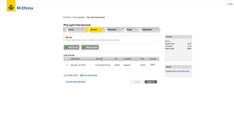 Spain Post International Parcel Prices