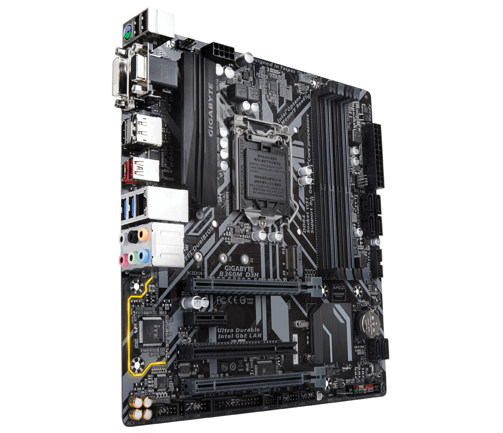 Gigabyte GA-B360M-D3H Motherboard 1151 Supports 9th Gen USB 3.1 DDR4  PCIe Gen3 x4 M.2