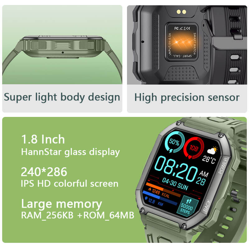 Reloj inteligente de presión arterial militar Findtime, frecuencia cardíaca de oxígeno en sangre con llamadas Bluetooth