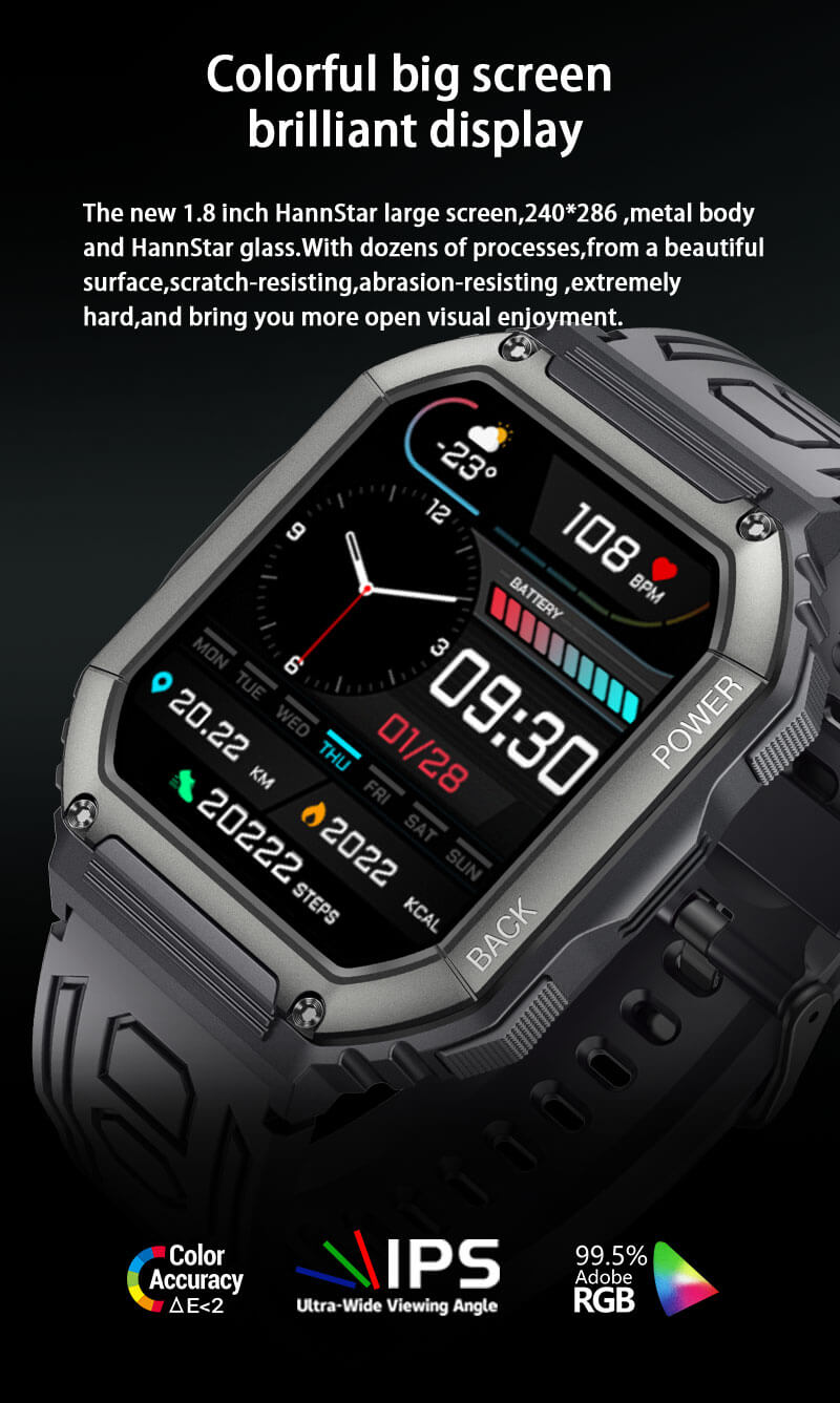 Reloj inteligente de presión arterial militar Findtime, frecuencia cardíaca de oxígeno en sangre con llamadas Bluetooth