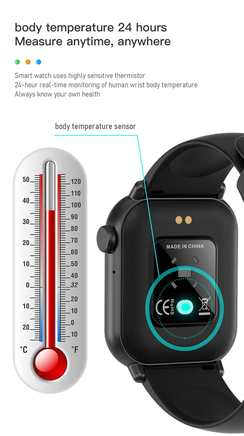 Findtime Smartwatch, Blutdruckmessgerät, Körpertemperatur, Blutsauerstoff, Herzfrequenz, mit Bluetooth-Anrufen